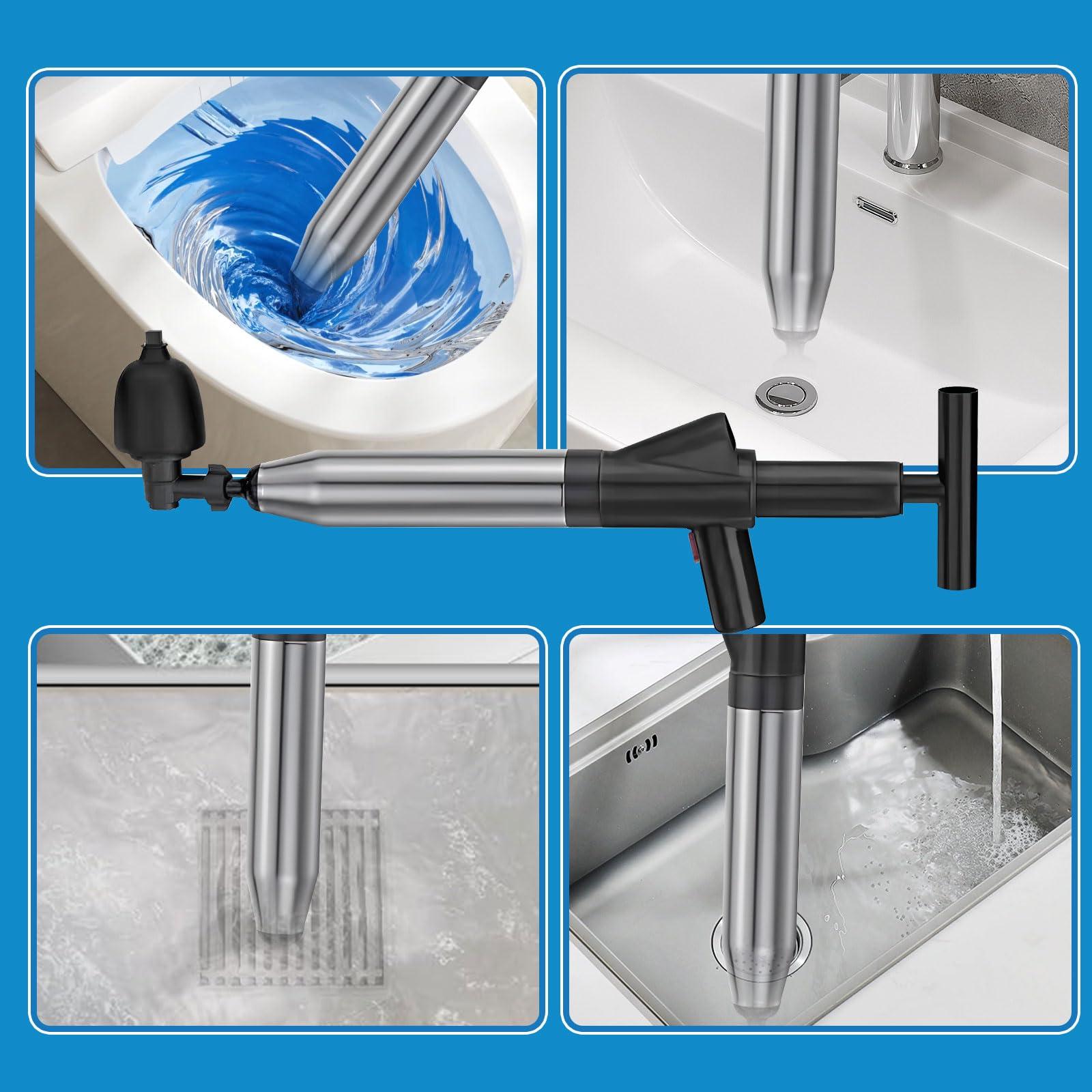 Toilet Plunger High Pressure Air Drain Blaster Gun Drain Clog Remover Tools Air Plunger Heavy Duty Drain Powerful Plungers for Toilet Unclog Toilet, Floor Drain, Bathroom（Black） - Image 7
