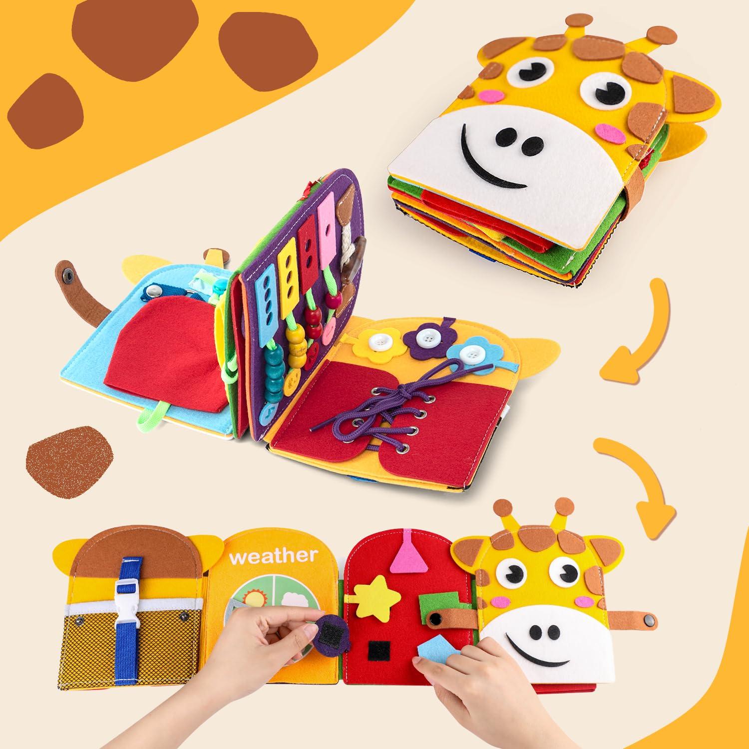 edusense Busy Book for Toddlers 1-3, Montessori Sensory Toys for Kids Age 1-3, Preschool Learning Activities Fine Moto Skills and Early Developmental Education, Ideal for Educational Travel Toys. - Image 2