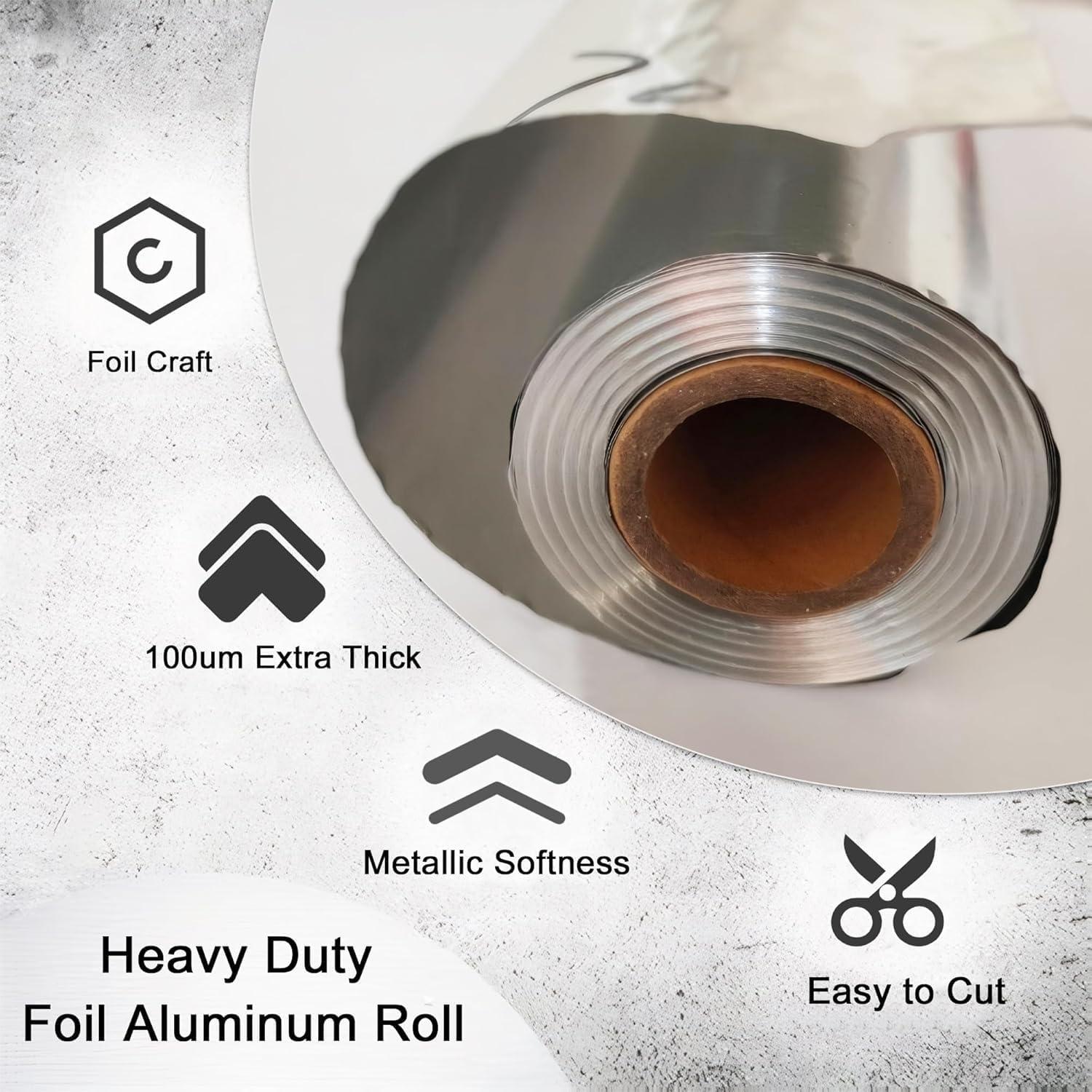 Foil Aluminum Roll Heavy Duty:Extra Thick Tin Foil Craft Engraving,Aluminum Foil Heavy Duty for Painting Embossing,Aluminum Flashing Roll Metal Sheets for Crafts,70um Thick (70umThick/18"W/42ft L) - Image 2