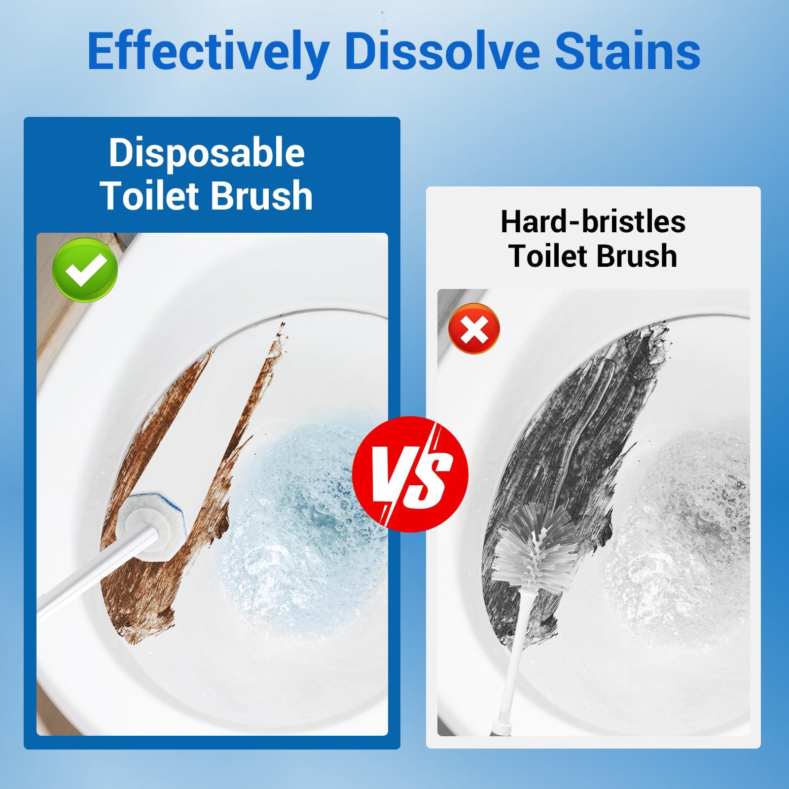 Sagry 50 Counts Disposable Toilet Bowl Wand Refills, Toilet Cleaner Refill Pads, Disposable Wand Heads for Deep Cleaning, Toilet Brush Head Compatible with Most Toilet Brushes - Image 7
