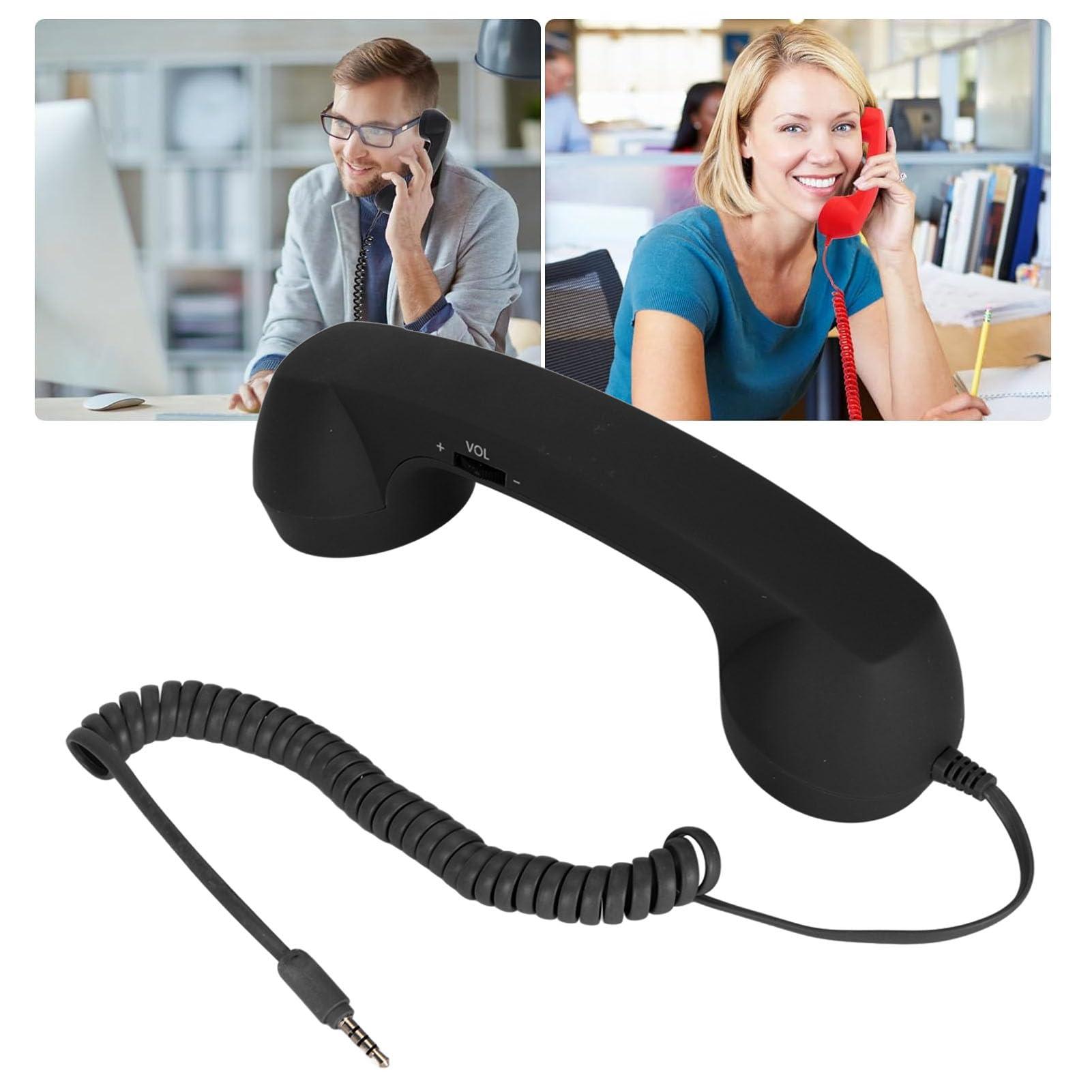 Retro 3.5mm Telephone Handset, Radiation Proof Cell Phone Receiver Mic Microphone Speaker, Vintage Phone Handset for Cellphone Smartphone,with USB C (Black) - Image 6