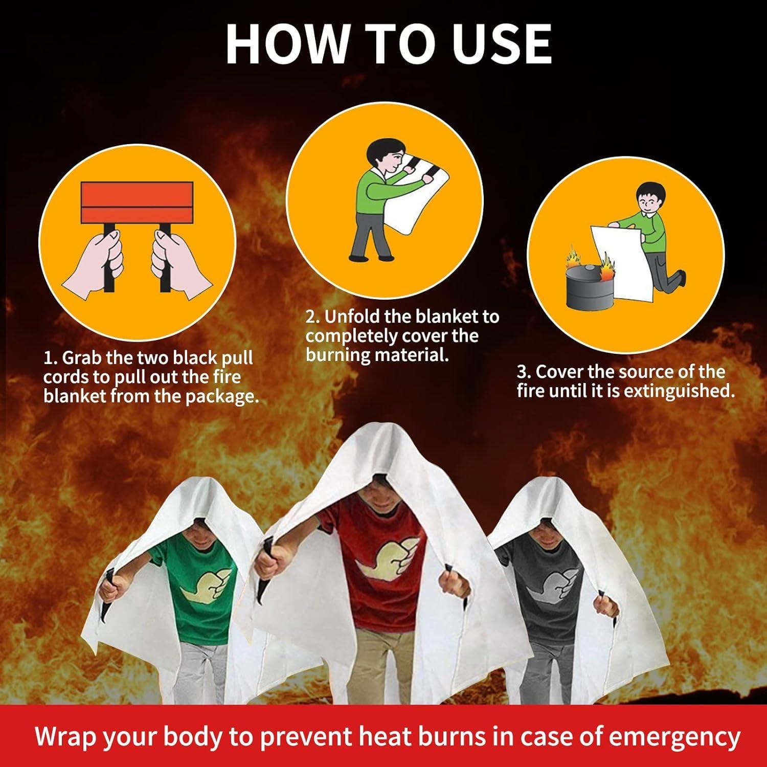 COSHNIBI Fire Blanket Emergency Fire Blanket for Home & Kitchen High Heat Resistant Fire Suppression Blankets Fiberglass Fire Blanket （2 Pack）, White, L-XCP202-2 - Image 6
