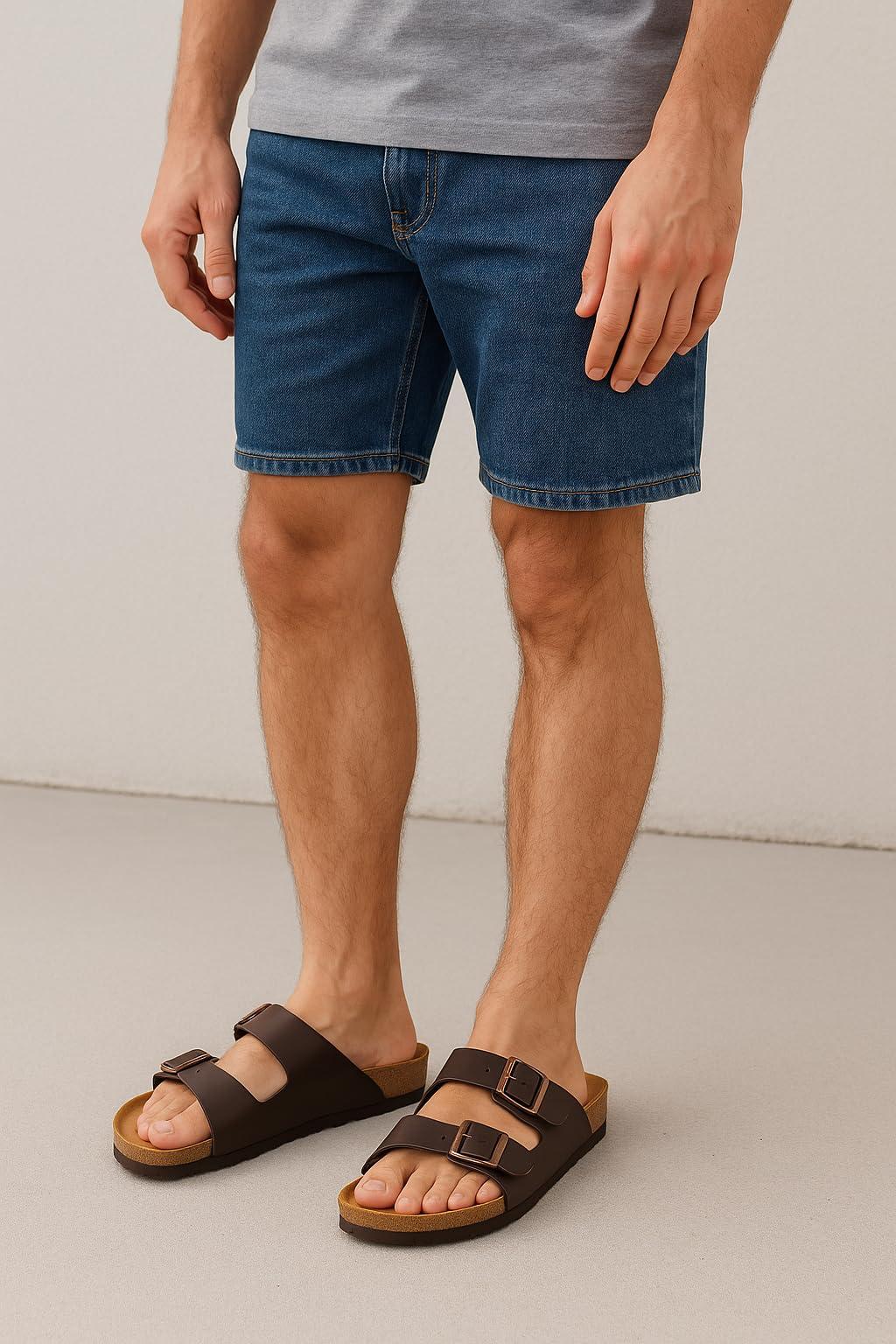 CUSHIONAIRE Lane Cork Footbed Mens Sandals, Adjustable Buckle Comfort Slides for Men, Genuine Leather Insole Summer Sandals Men Footwear - Image 6