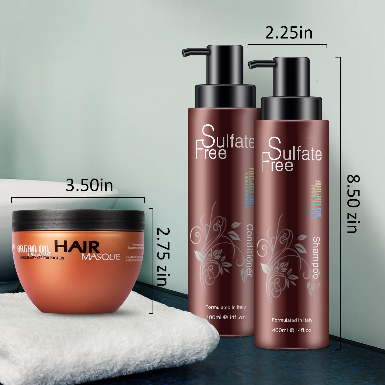 Nuspa Moroccan Argan Oil Hair Care Set - Sulfate Free for Damaged, Dry, Frizzy, Color Safe, Keratin Treated Hair with Long Lasting Shine - Image 7