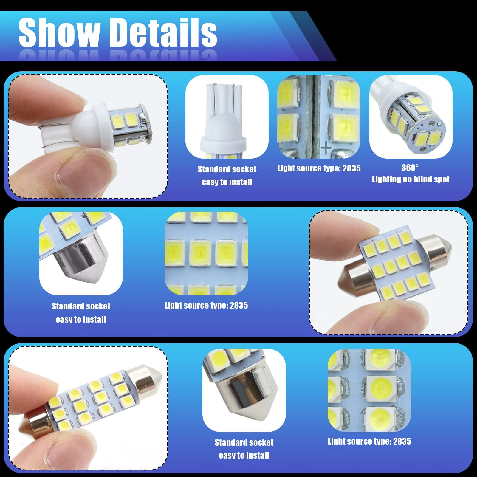 YOGEIER Car Led Bulb, Led Combination Set of 24 Sets, Used for Car Interior/Indoor Map Dome/ Trunk / License Lights, Etc. (White) - Image 4