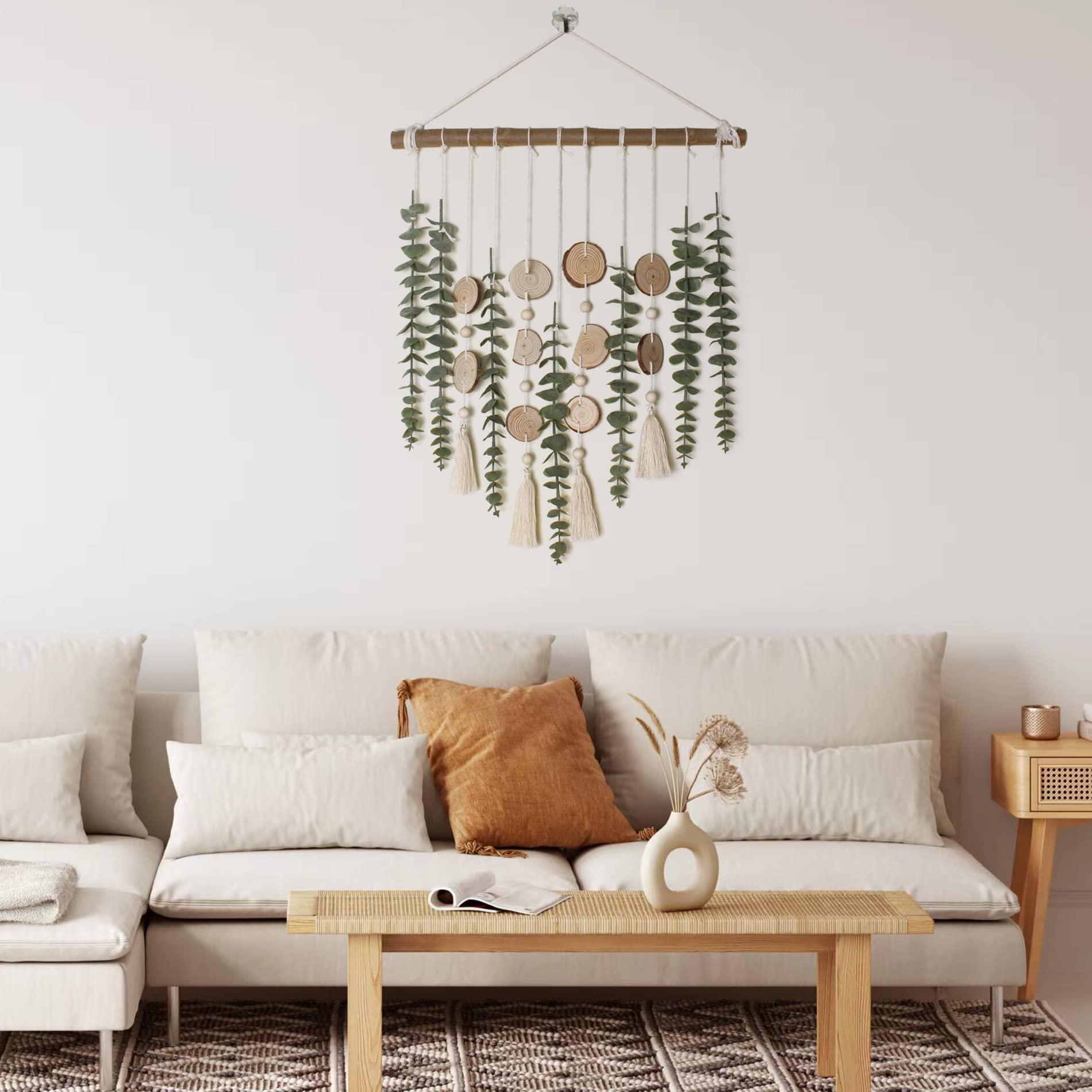 Artificial Eucalyptus Wall Decor Fake Greenery Leaves Stems Wall Hanging Plants on 16.5 inch Wooden Stick Boho Rustic Farmhouse Decor for Bedroom Kitchen Dining Room Bathroom - Image 7