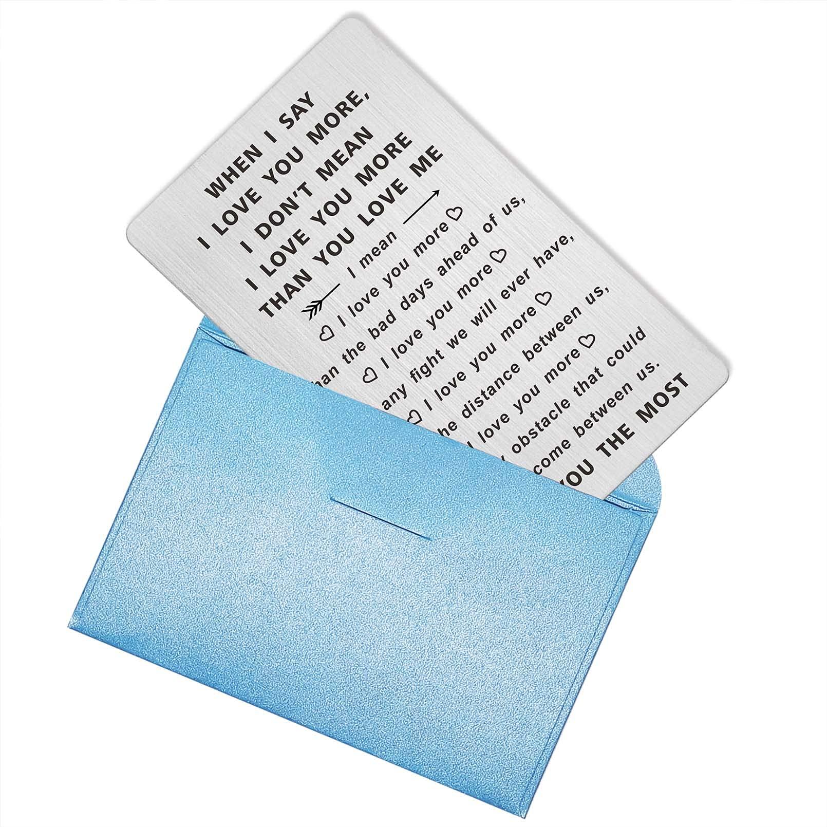 TANWIH When I Say I Love You More Wallet Card, I Love You Gifts for Him Her, Anniversary Cards Gift for Men Husband, Sentimental Long Distance Presents, Valentines Day Gifts, Mens Stocking Stuffers - Image 6