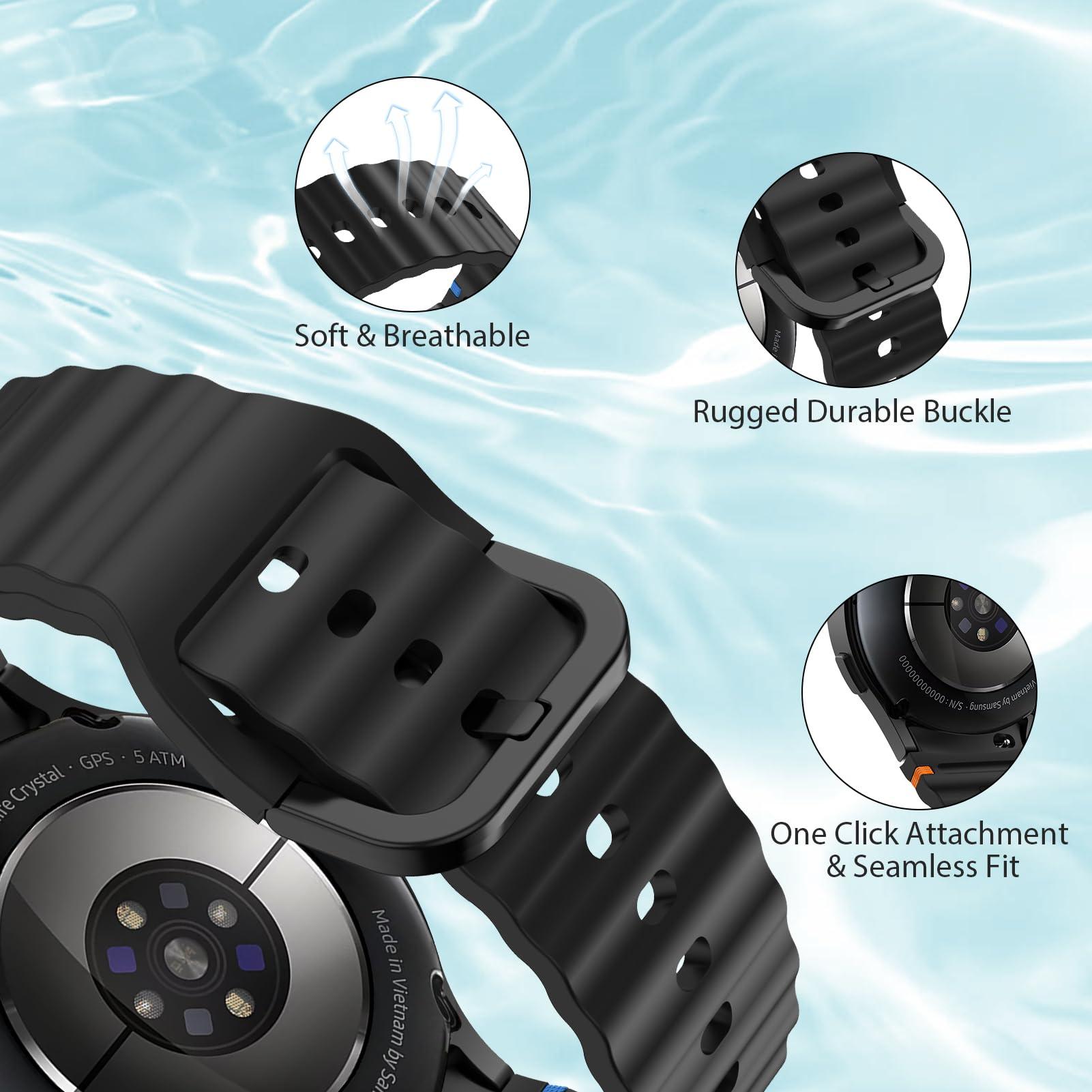 Sport Band for Samsung Galaxy Watch 7 Band 40mm 44mm,No Gap Soft Silicone Strap for Galaxy Watch 6 5 4 FE Band 40mm 44mm/Galaxy Watch 6/4 Classic 47mm 43mm 46mm 42mm/Watch 5 pro 45mm Men Women,6 Pack - Image 2