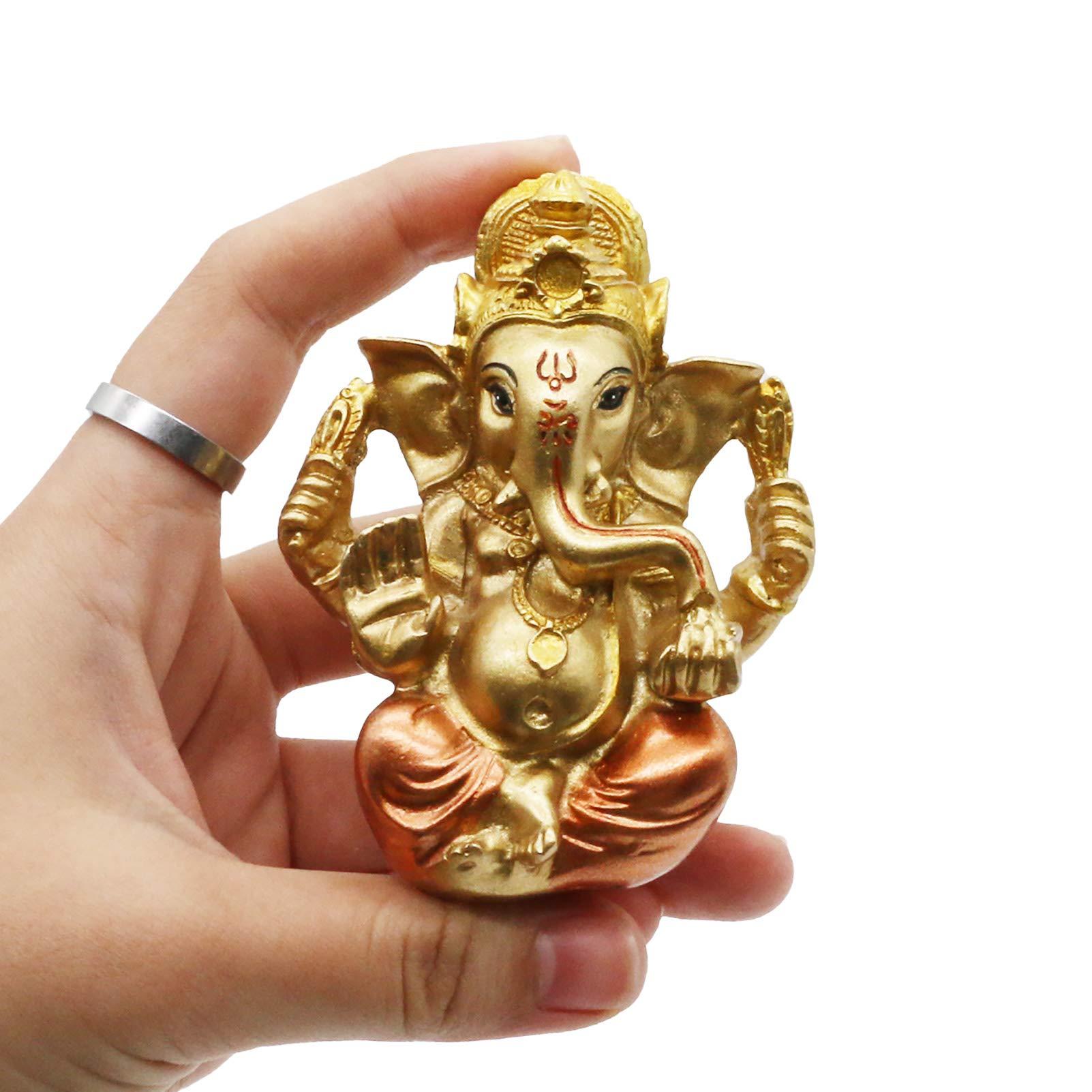 Hindu Ganesh for Car Dashboard - Indian Mini Ganesha Statue Decor India Home Office Temple Mandir Pooja Items Diwali Gift Murti Ganpati Idol Yoga Zen Meditation Room Altar Shrine Kit