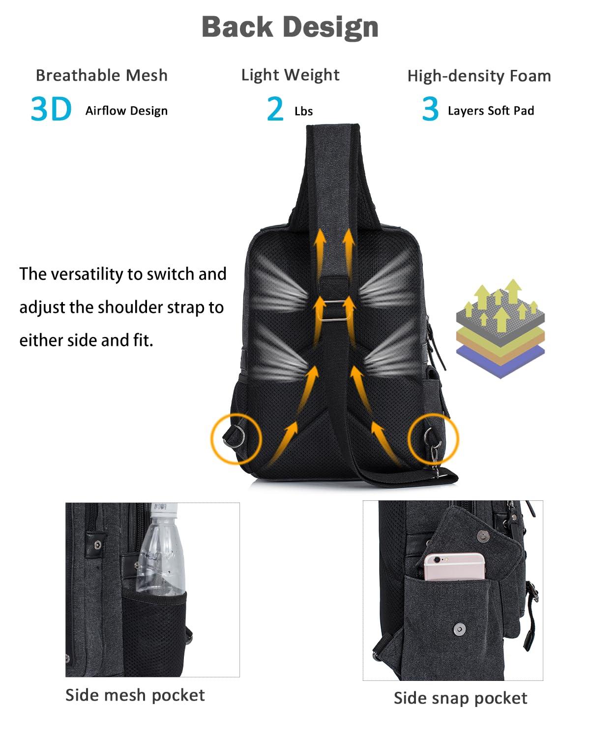 Schkleier Messenger Bag for Men Canvas Sling Bag Crossbody Backpack Laptop Shoulder Bag Hiking Daypacks Casual Tactical - Image 6