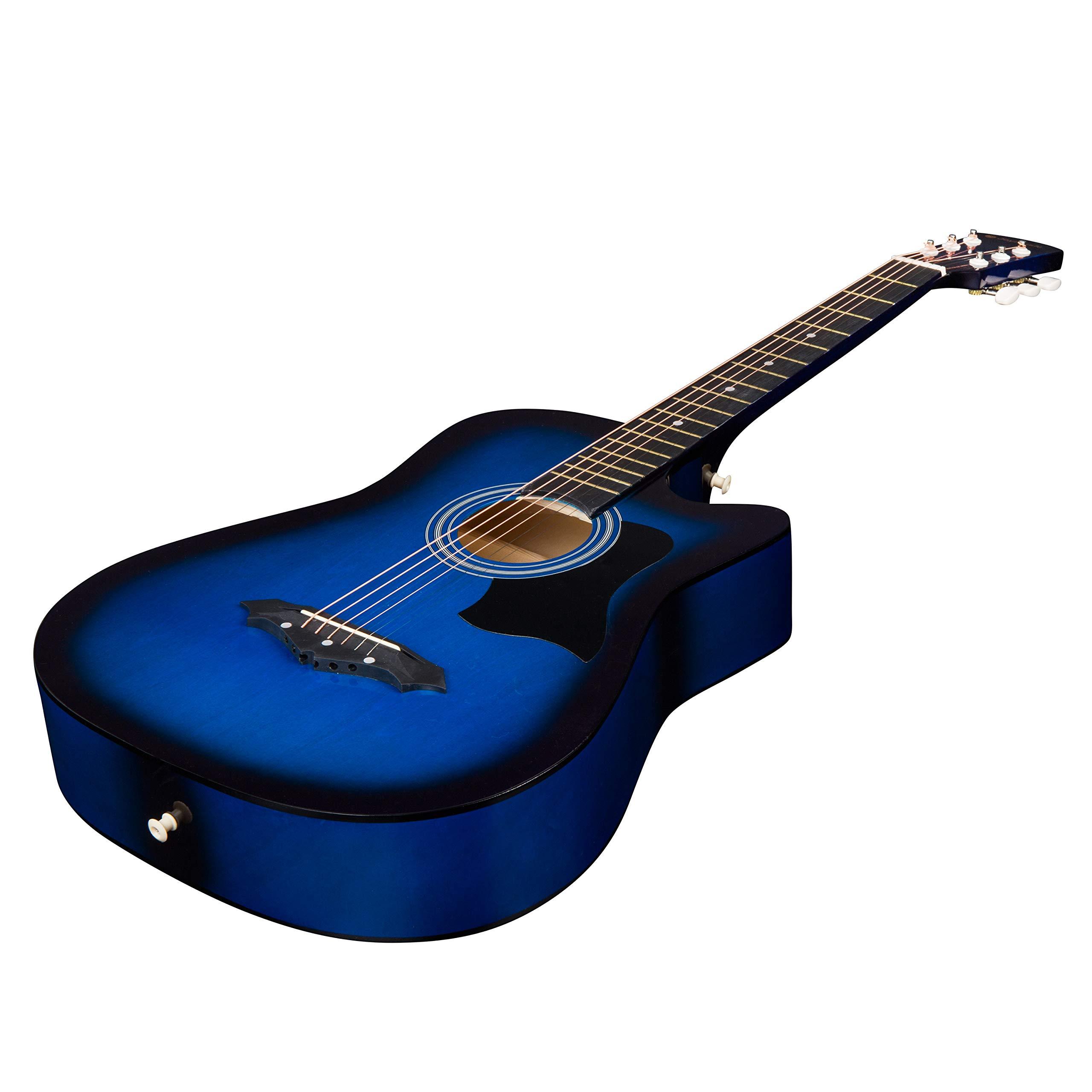 Joymusic 38 inch blueburst beginner acoustic guitar kit,bundle with a strap with picks holder,digital tuner, set strings, capo,cleaning cloth,6 picks,gig bag.(JG-38C,BLS) - Image 3