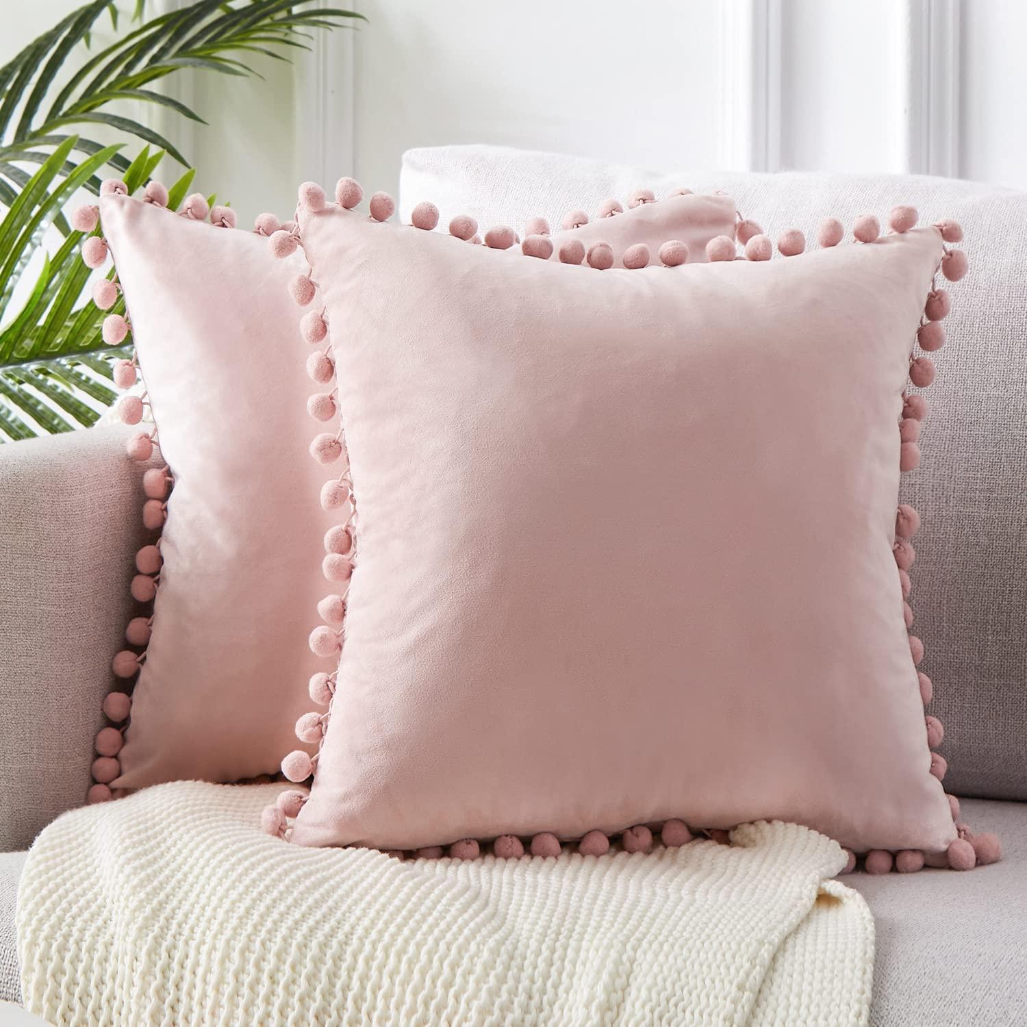 Top Finel Blush Pink 26x26 Euro Pillow Shams Set of 2 Decorative Throw Pillow Covers for Bed, Soft Velvet Couch Pillow Covers with for Bedroom, Spring Cute Aesthetic Home Decor