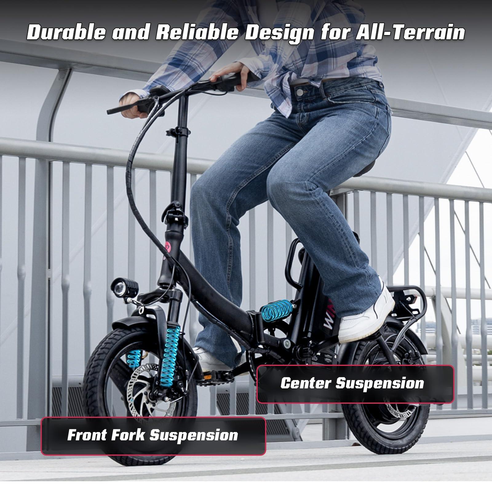 Windone S14/S16 Electric Bike for Adults, Max 19/22 MPH Speed & 28/50 Miles Range (PAS), 500W/750W Peak Motor, Foldable, Lightweight, Shock Absorbers, UL 2849 Certified Ebike - Image 6