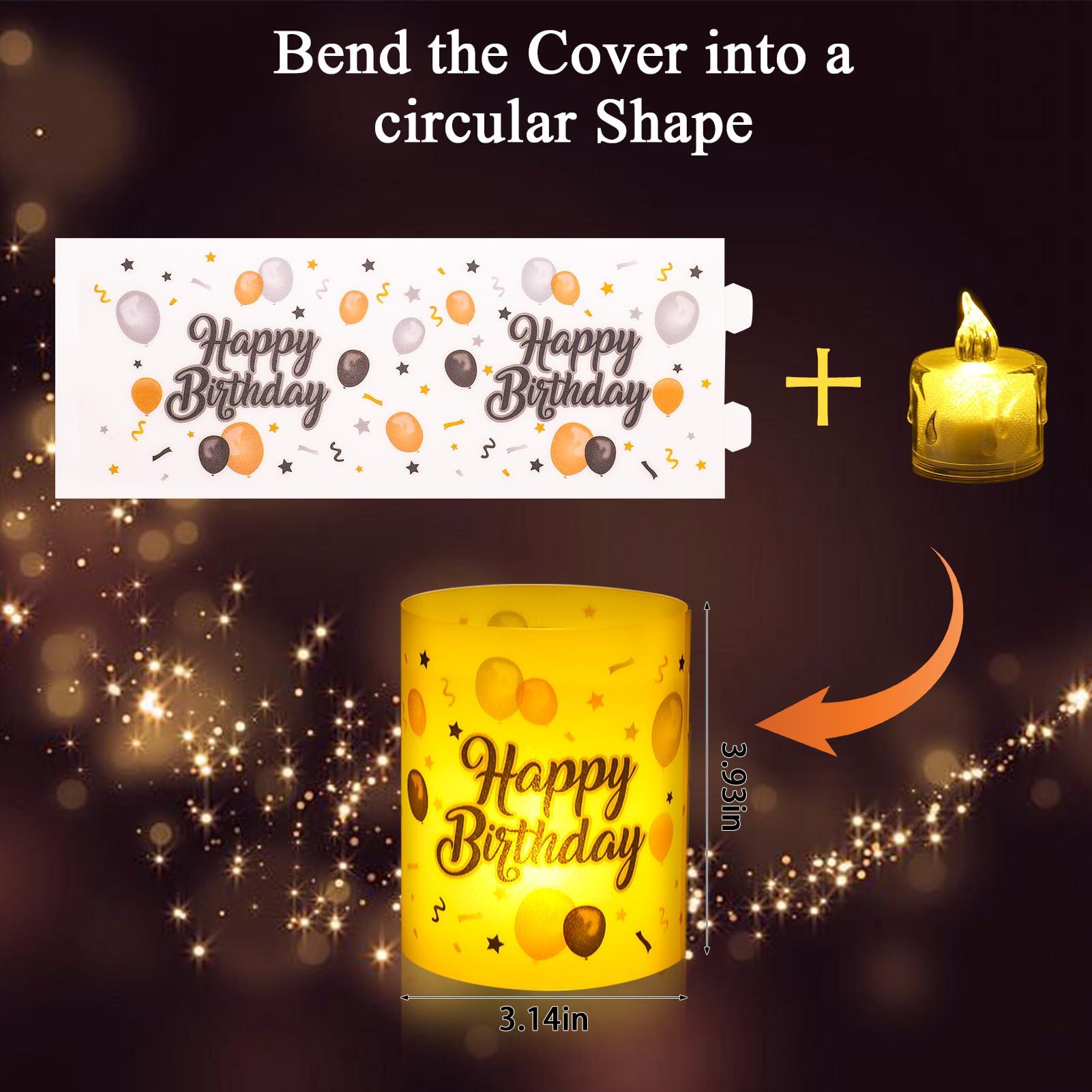 Happy Birthday Table Decorations, 8 Sets Birthday Centerpieces Lantern Boxes & LED Tea Lights, Flameless Votive Candle Holders Shade Cover Sleeve for Table Desk Home Room Indoor Office Party Supplies - Image 2