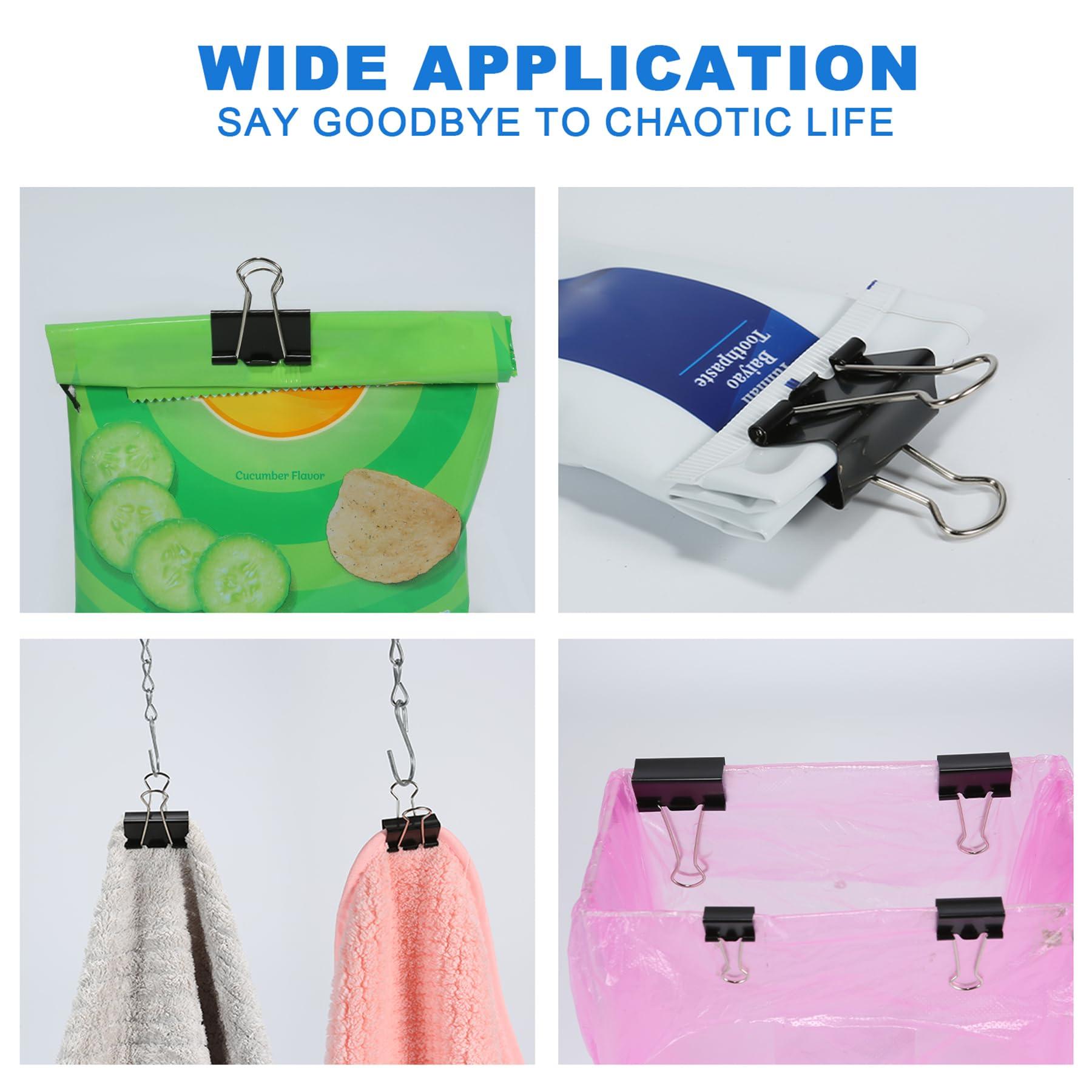 Binder Clips Assorted Sizes Including Extra Large Medium Small Mini and Micro, Office Supplies File Clamps Paper Clips, 6 Sizes in 6 Boxes, 208 PCS Metal Black Clamps for School - Image 7