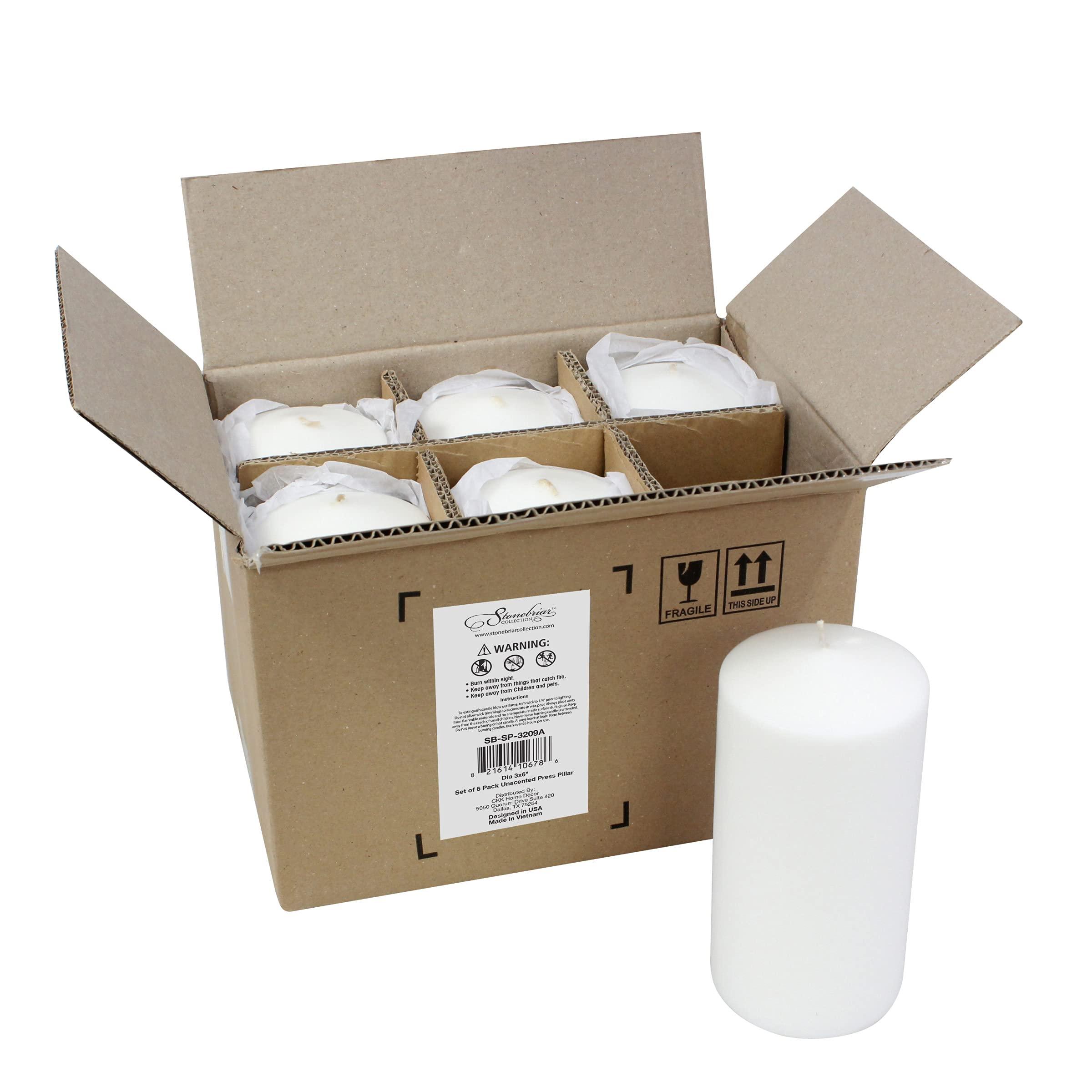 Stonebriar Unscented White Tall Pillar Candles, 65 Hour Burning Candle Pillars, Perfect for Decor, Weddings, Emergencies 3" X 6", 6 count - Image 5