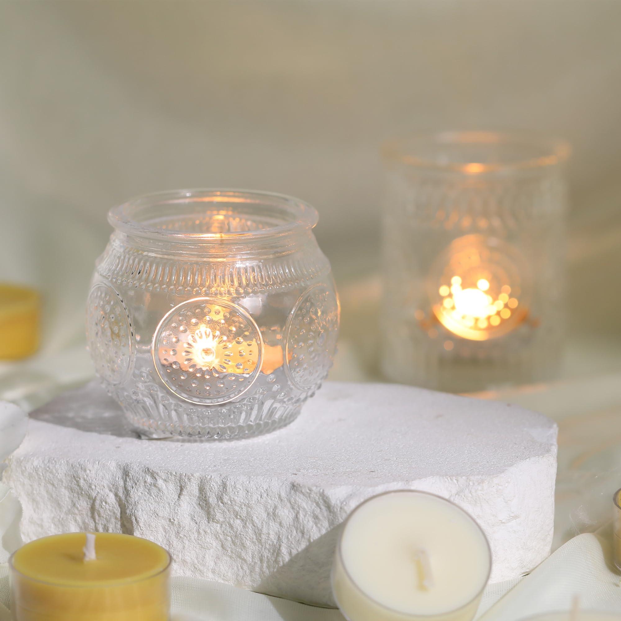 30 Pcs Assorted Clear Votive Candle Holders, Wedding Centerpieces Table Decorations, Glass Tea Lights Candle Holder for Party Decorations, Vintage Boho Candle Holders Bulk for Wedding Receptions - Image 4