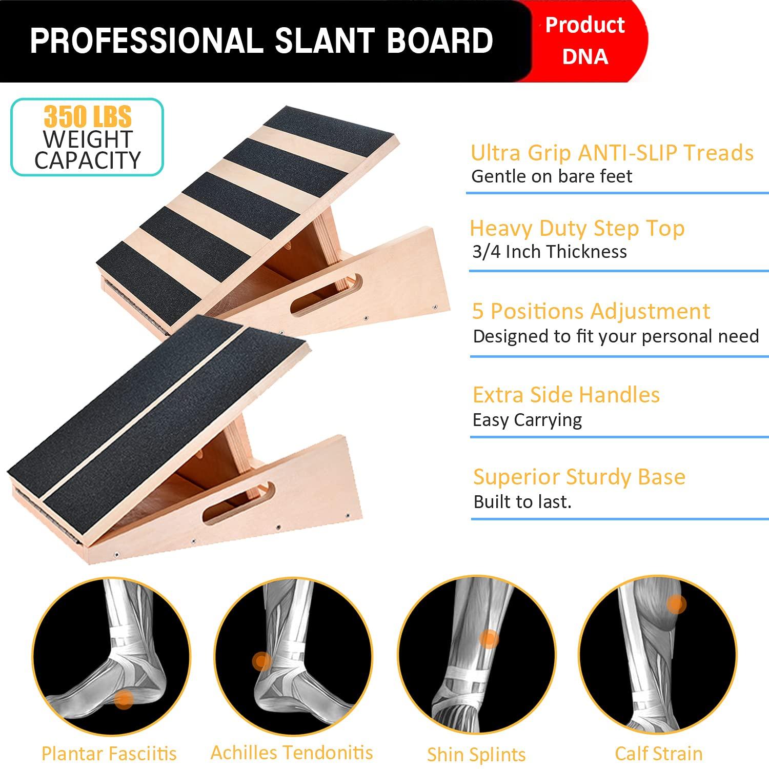 Liberty Imports Professional Wooden Slant Board, Adjustable Incline Calf Stretch Balance Board, Exercise Rehab Training Equipment - Image 5