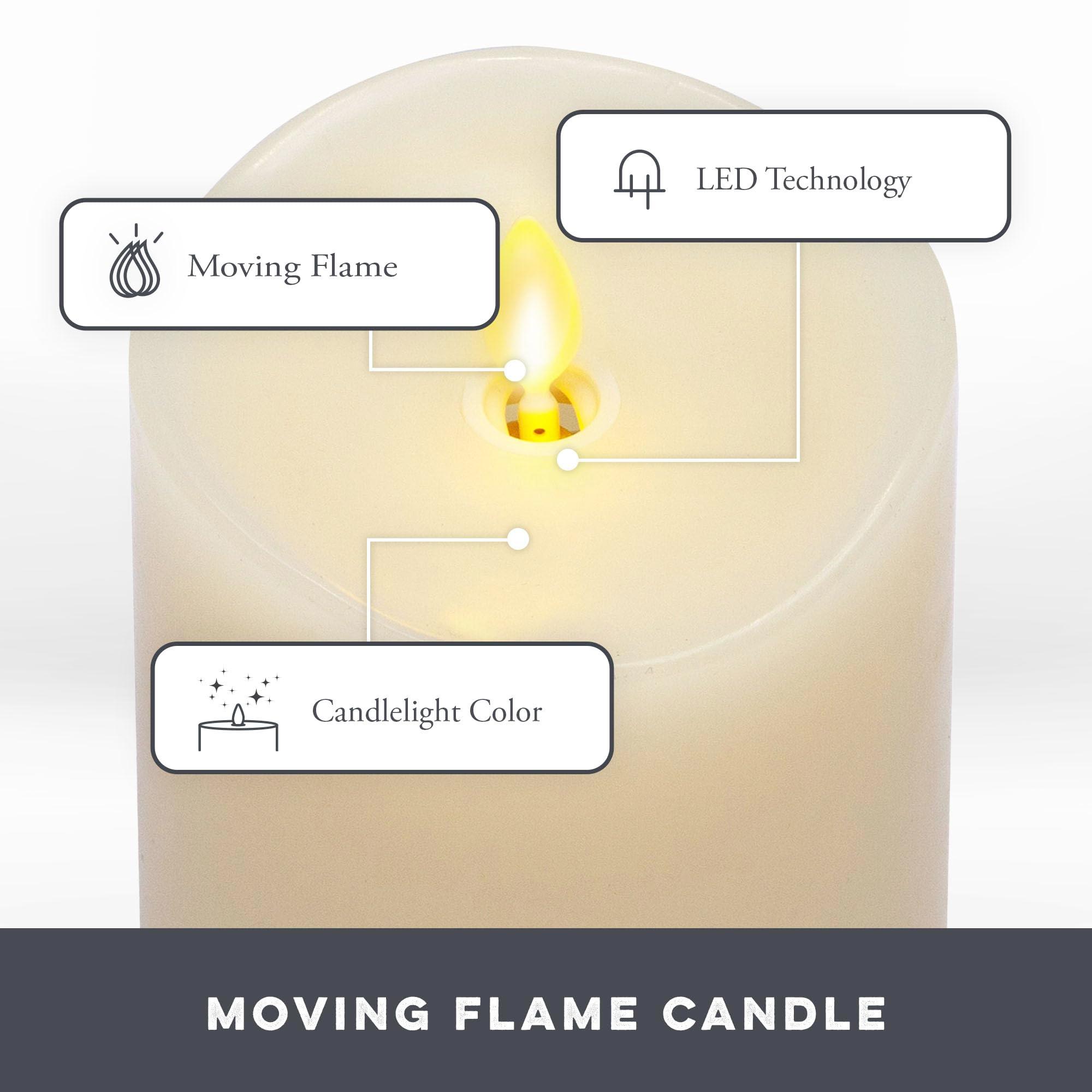 Matchless Candle Co. by Luminara Set of 3 (3" x 4.5",5.5",6.5") Flameless LED Flickering Battery Candle Moving Flame Pillar, Melted Edge, Real Wax Smooth Finish (Unscented) - Image 2