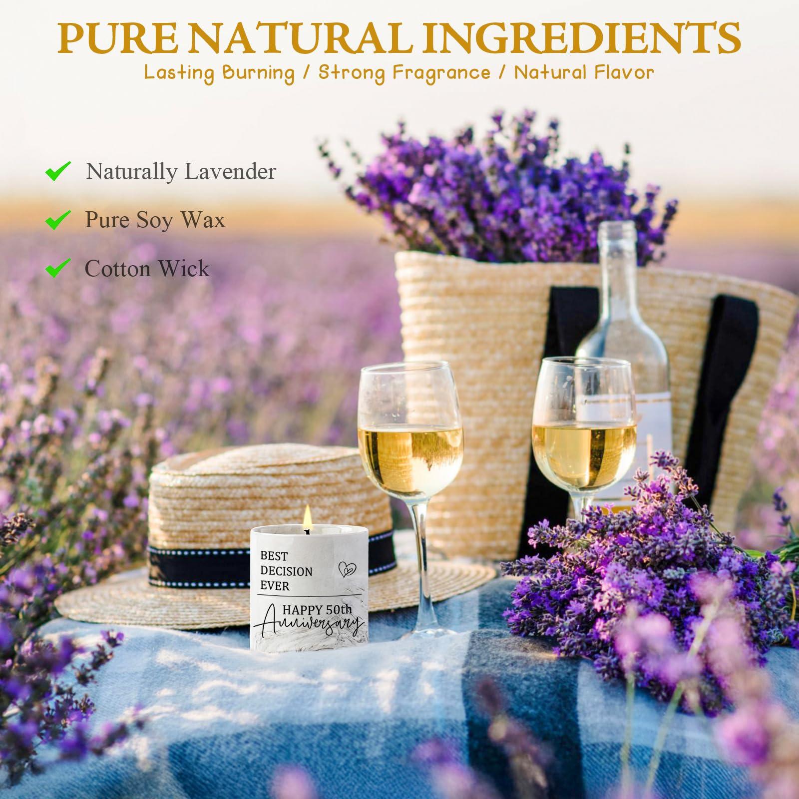 Cituarko 50th Anniversary Jar Candle - Lavender Scent, 6 oz, Modern, Purple, Indoor, Floral Theme, Long Burn Time - Image 3
