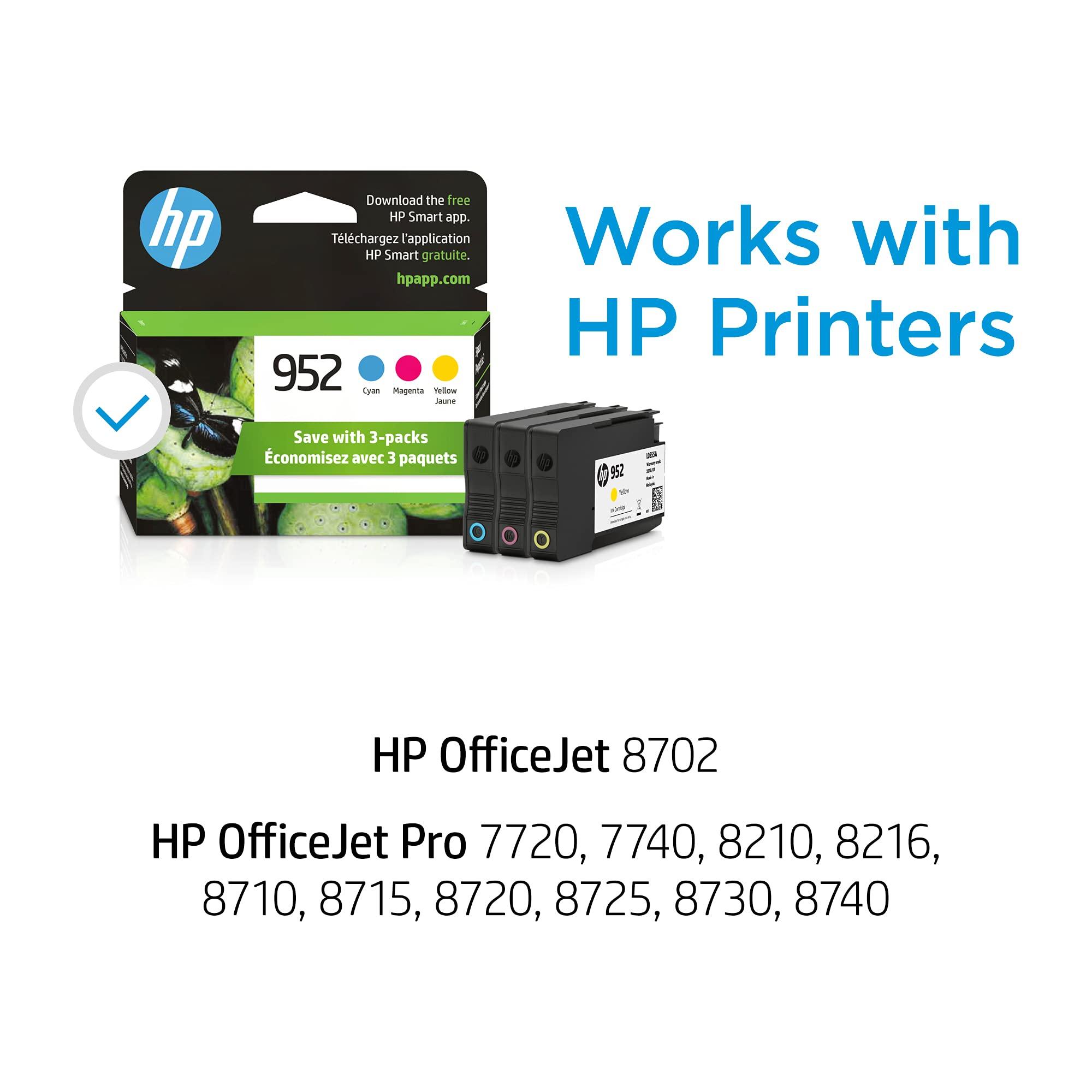 HP 952 Cyan, Magenta, Yellow Ink Cartridges (3-pack) | Works with HP OfficeJet 8702, HP OfficeJet Pro 7720, 7740, 8210, 8710, 8720, 8730, 8740 Series | Eligible for Instant Ink | N9K27AN - Image 2