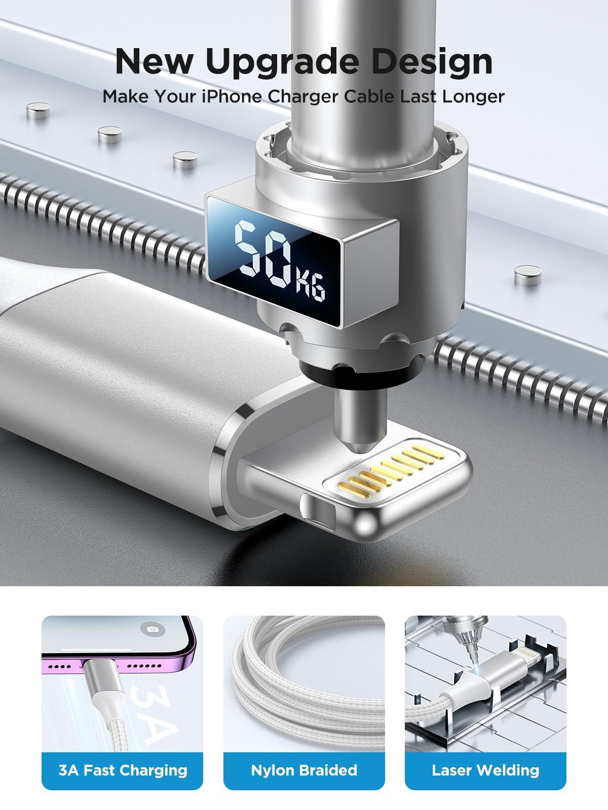 iPhone Charger [Apple MFi Certified] 6FT iPhone Charger Cord Fast Charging USB to Lightning Cable Braided USB Phone Cable Cord Compatible with iPhone 14 13 12 11 Pro Max XR XS X 8 7 6 Plus SE, iPad - Image 5