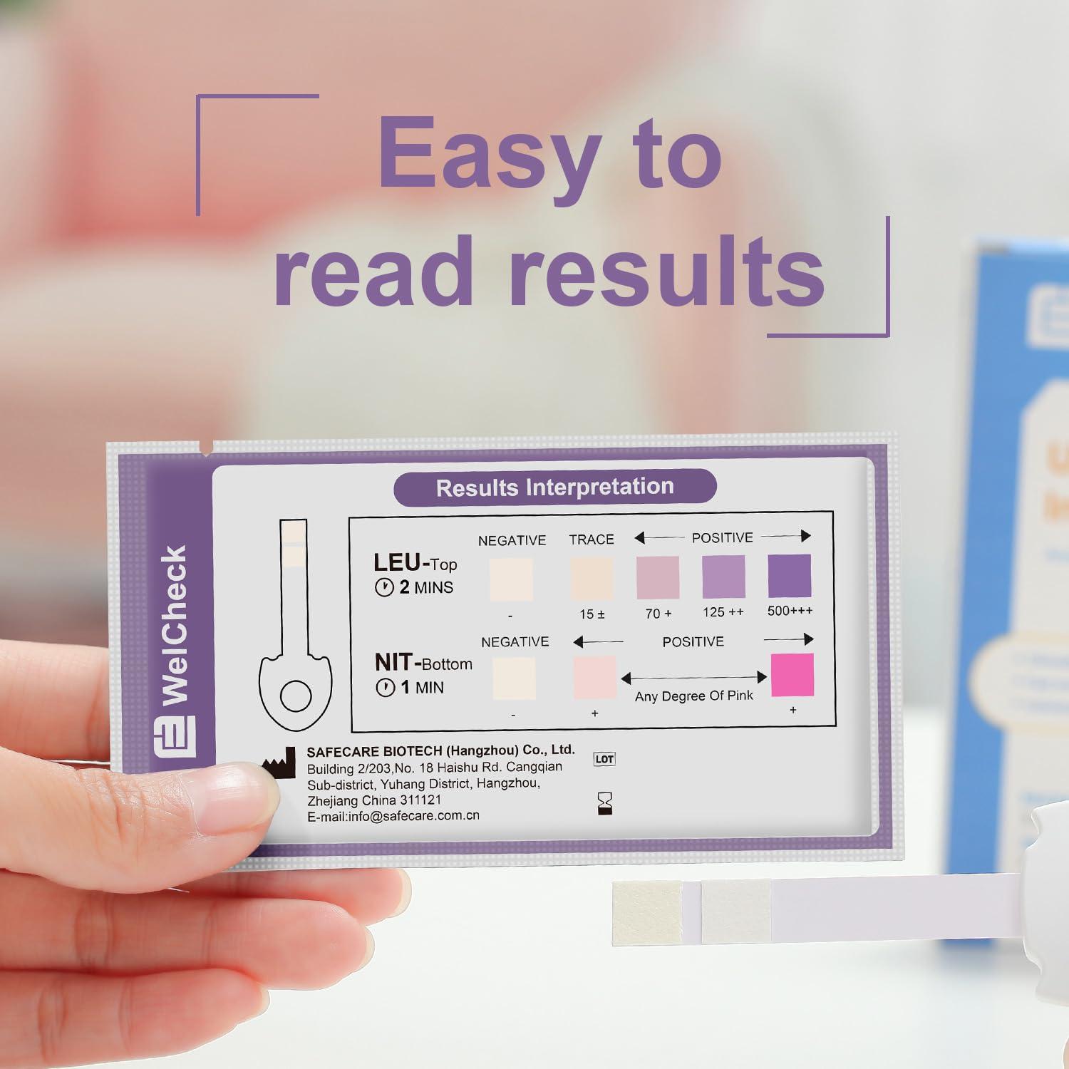 WelCheck UTI Test Strips, Urinary Tract Infection Test for Home Use, Quick Accurate Results in 2 Min, Detects Leukocytes & Nitrite, Individually Packaged, 3 Pack - Image 4