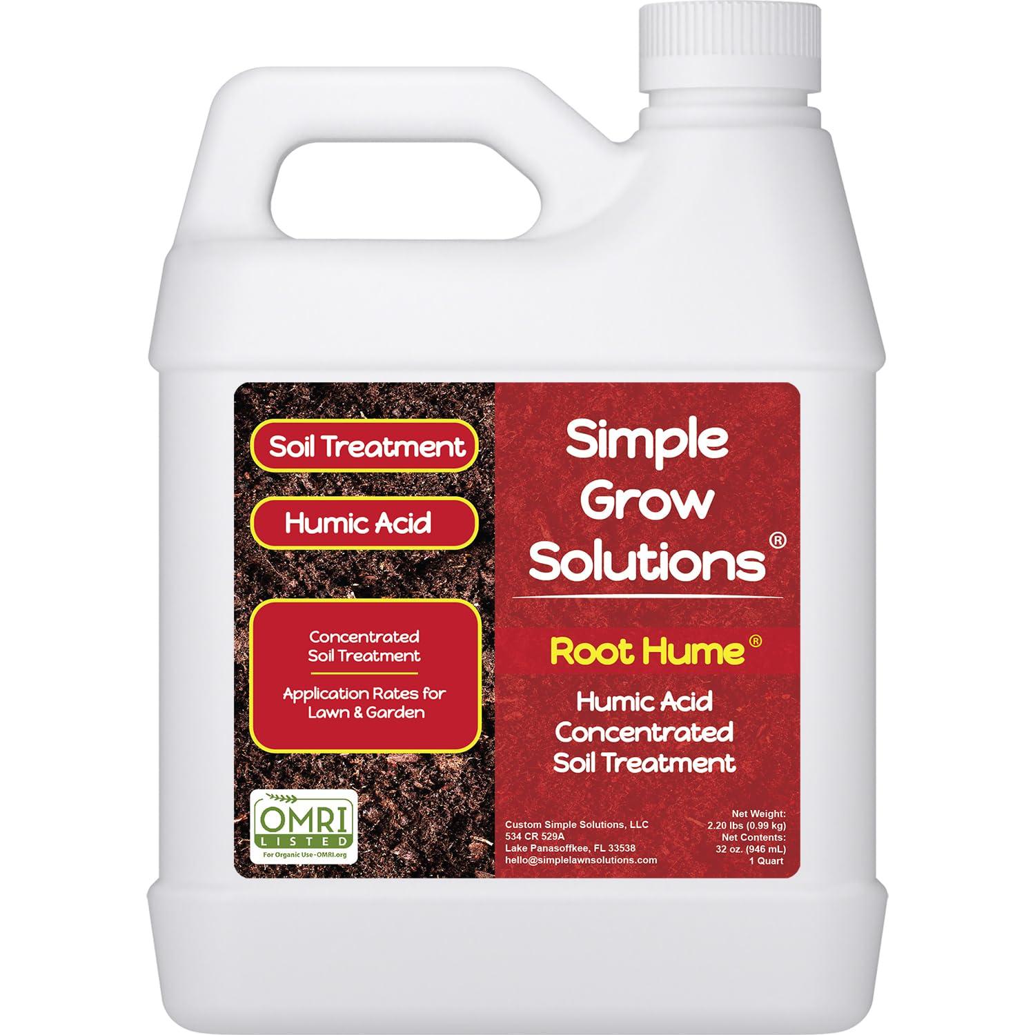 Raw Organic Soil Conditioner- Root Hume- Simple Grow Solutions- Natural Plant & Lawn Treatment- Nutrient Food Enhancer- Concentrated Liquid Humic - Grass, Tomatoes, Citrus, Flowers, Vegetables