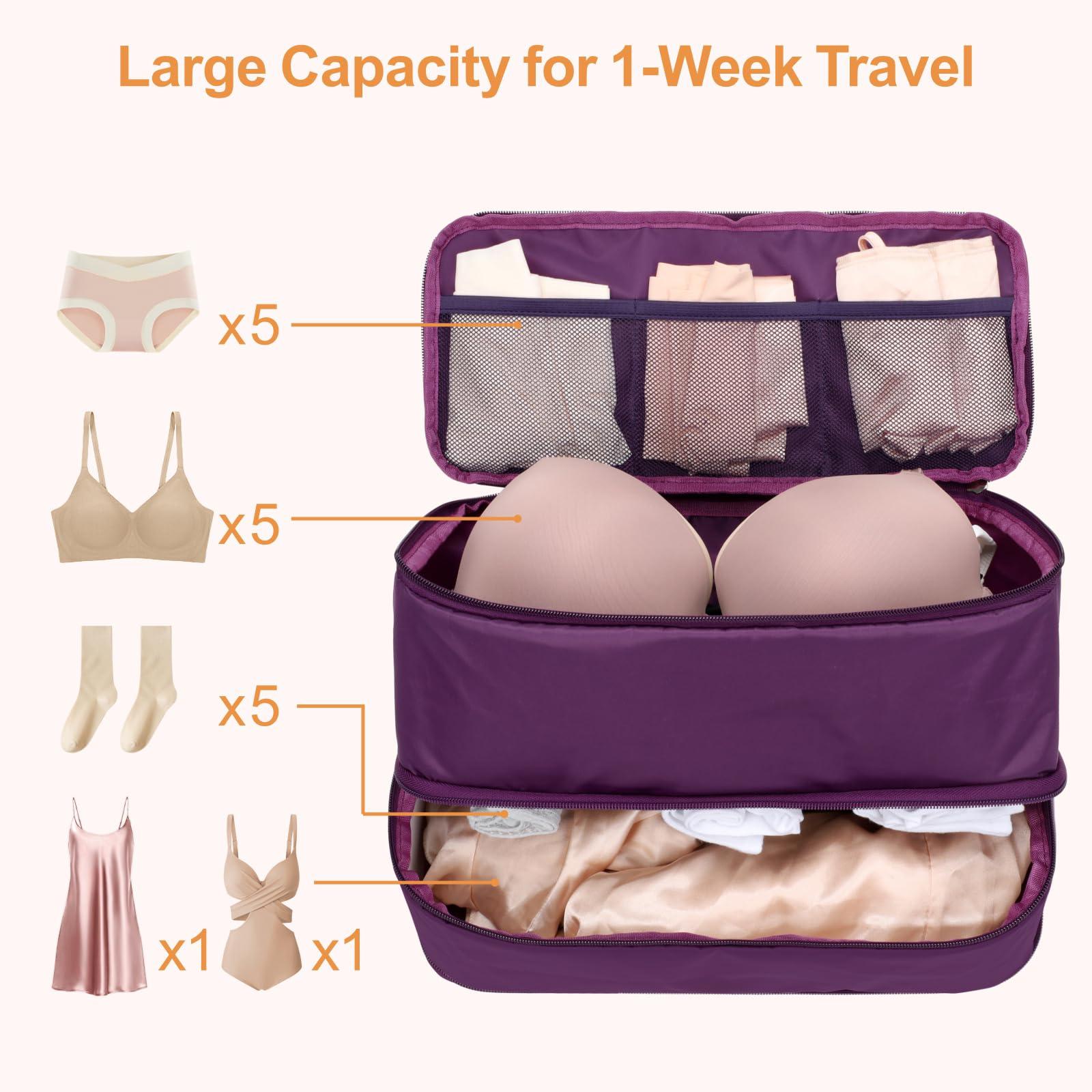 Cambond Travel Underwear Organizer Bag - 4-in-1 Double Layer Lightweight Bra Organizer, Portable Expandable Compression Packing Cubes Travel Packing Organizers, Underwear Storage Bag for Women - Image 2