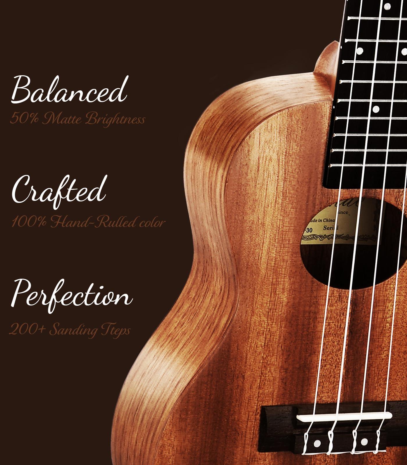 Ulumac Soprano Ukulele, Solid Mahogany 21inch Ukelele Beginner Kit for Kids with Gig Bag, Digital Tuner, Replacing Strings, 3 Guitar Picks, Strap, Cloth - Image 3