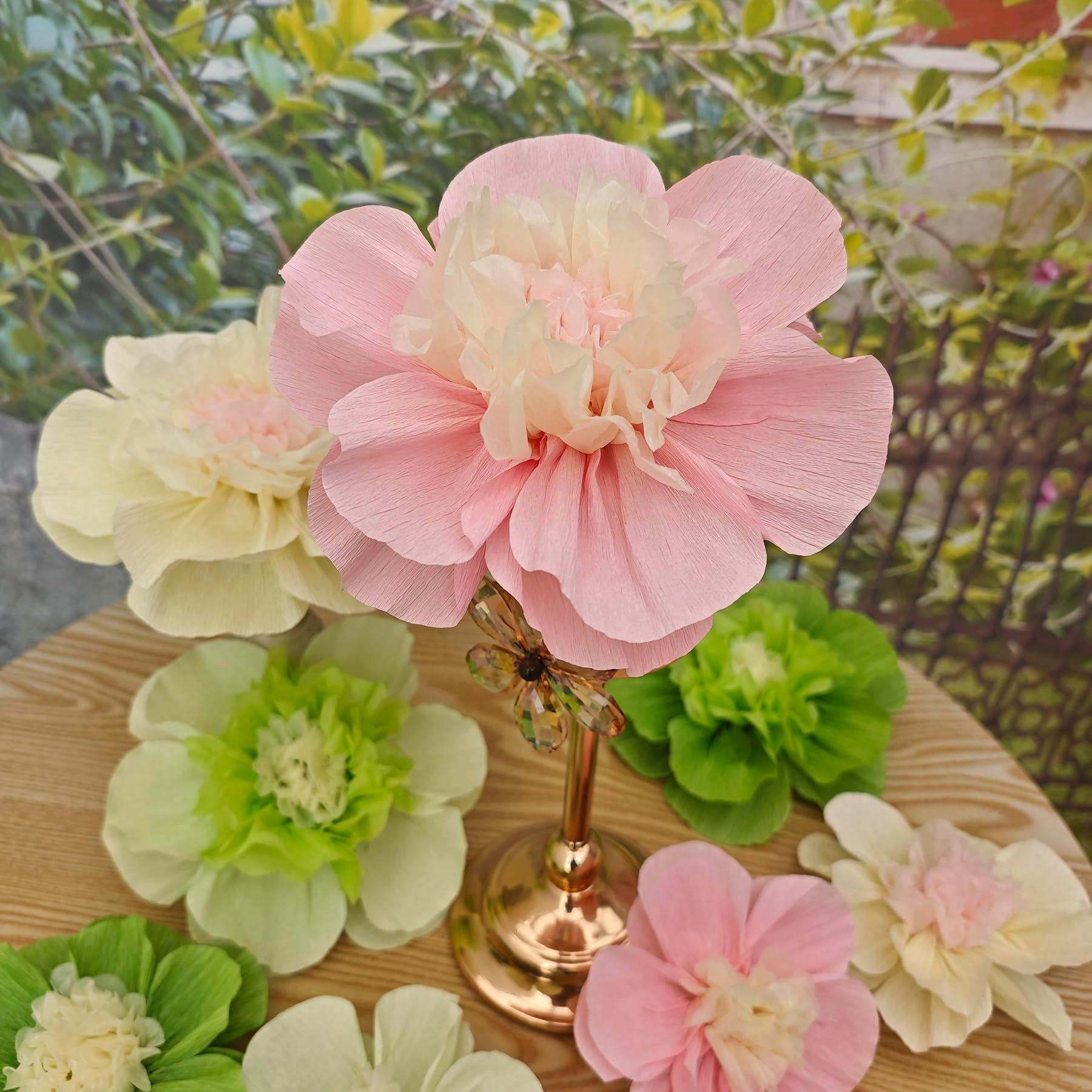 Mybbshower Crepe Paper Flower for Wall Psprt Pom Pom Decor Girls Birthday Party Backdrop Baby Shower Nursery Room Decoration Pack of 9 (Pink Green) - Image 7