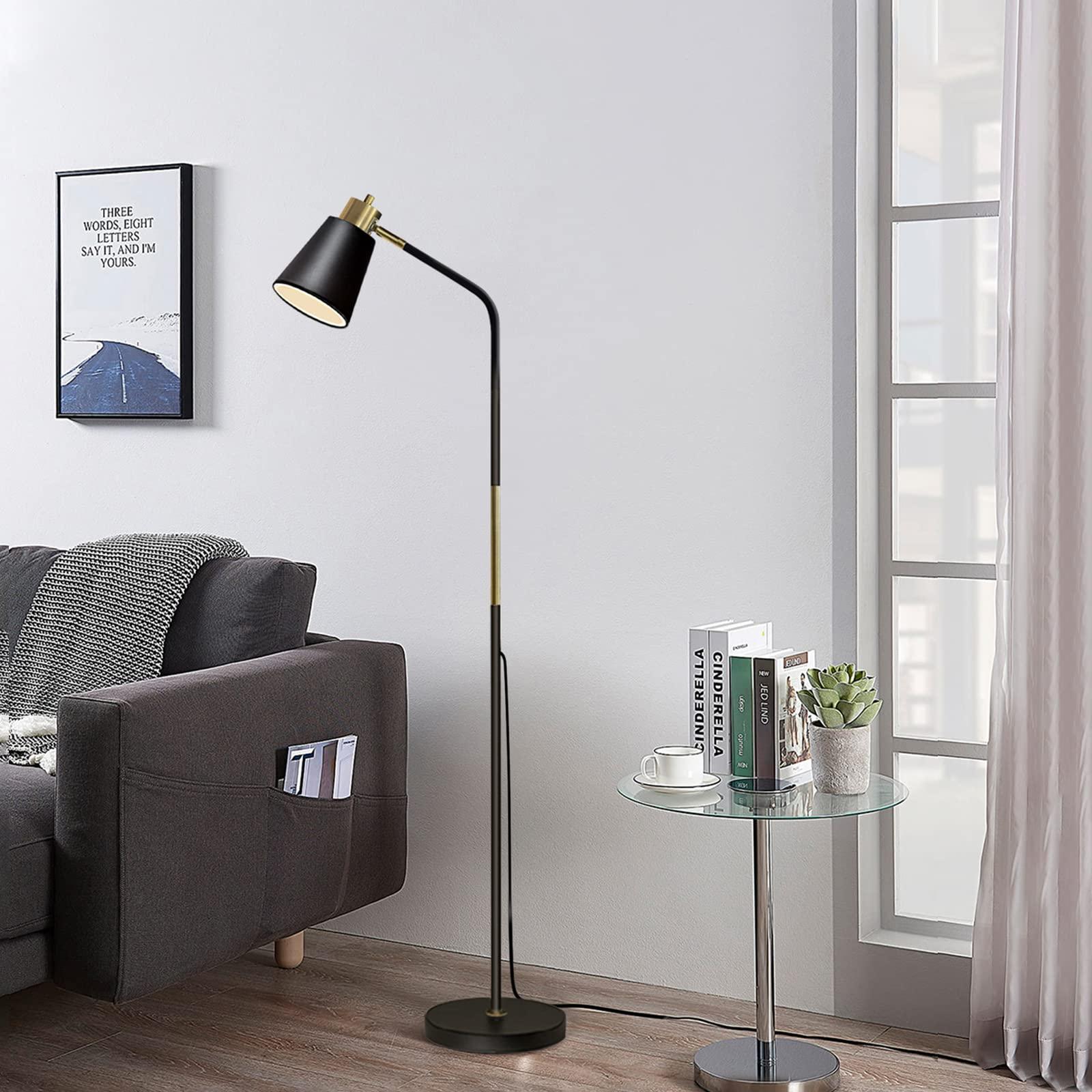 Floor Lamp, Industrial Floor Lamps for Living Rooms Rustic Farmhouse Reading Standing Floor Lamp Adjustable Metal Heads Indoor Task Lighting for Living Room Bedroom Office Home Décor (Black) - Image 9