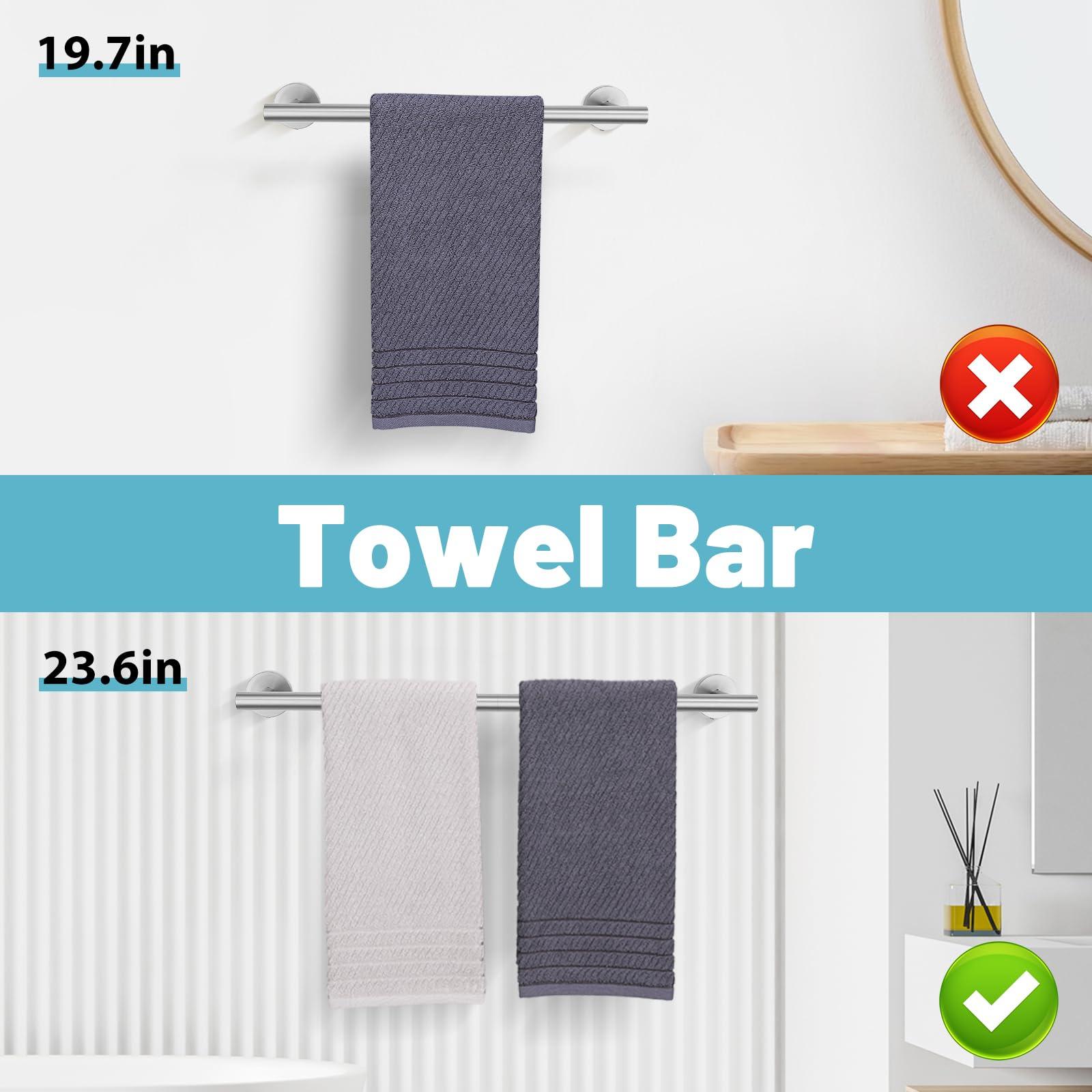 Bathroom Hardware Set, 6-Piece Towel Bar Set Brushed Nickel Towel Holder Set Includes 19.68/23.6 in Towel Bar,Toilet Paper Holder,Towel Ring and Towel Hook Wall Mount Bathroom Accessories Set - Image 4