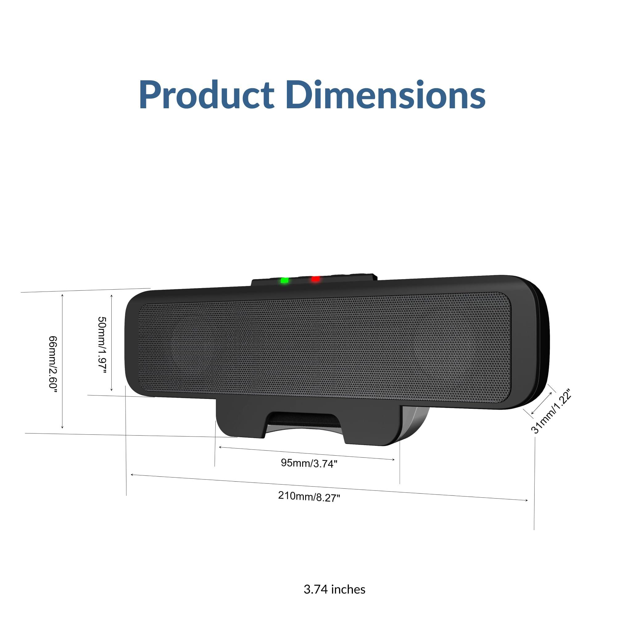 Cyber Acoustics USB Speaker Bar (CA-2890) – Stereo USB Powered Speaker, Easily Clamps to Monitor, Convenient Controls - Image 9