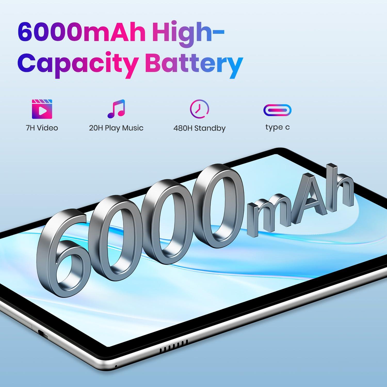 2025 Android 14 Octa-Core 10.2 inch Tablet, 12GB RAM + 64GB ROM, 1TB Expand, 6000mAh Battery, 2.4G+5G Wi-Fi 6, 2MP+8MP Dual Camera, Bluetooth, 1280x800 FHD IPS Display (Gray) - Image 5