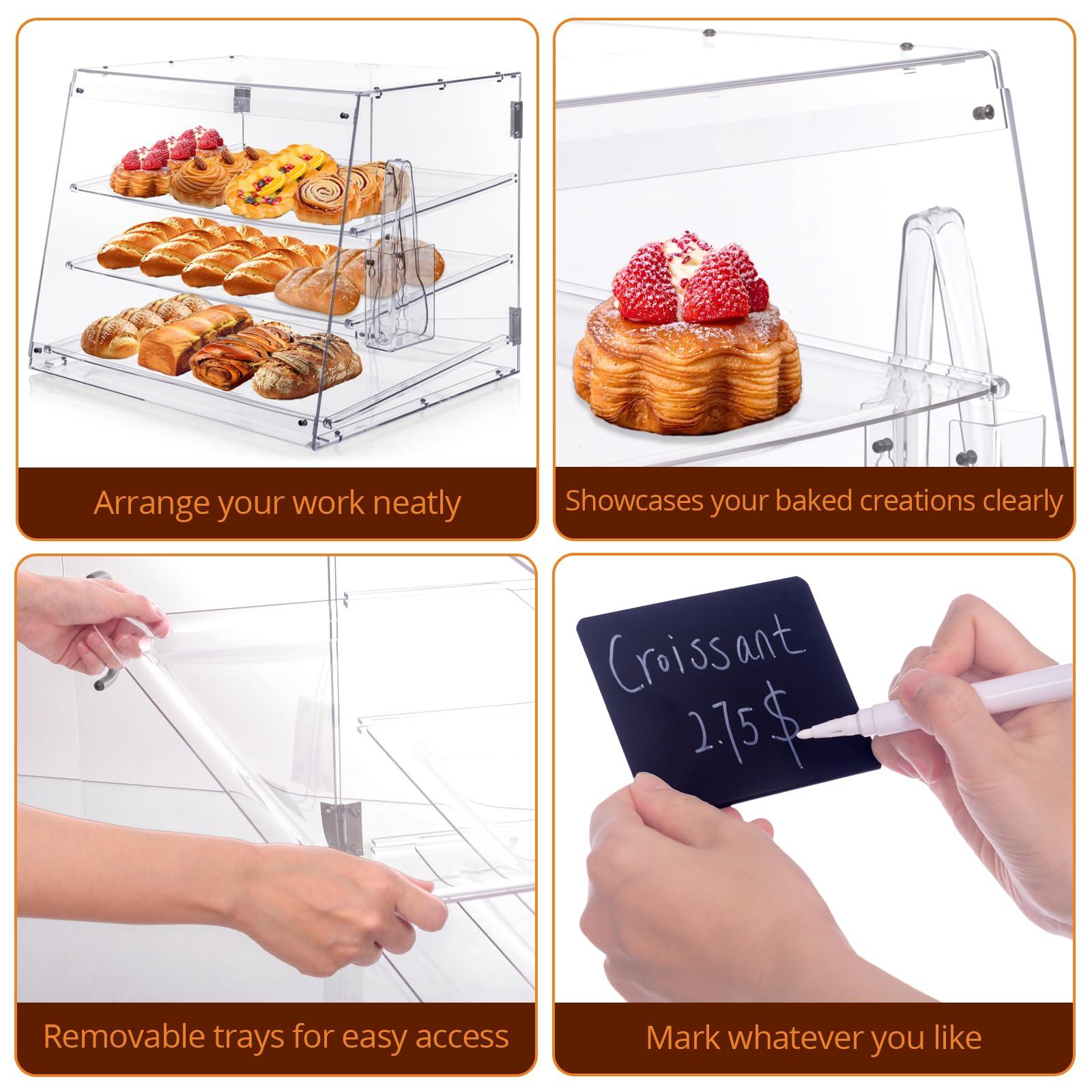 Old Canal Bakery Display Case, Pastry Display Case countertop 3 Tier Tray, Acrylic Clear Boxes for Bread Pastry Desserts Food Cookie, Display Cabinet Box for Baking Enthusiasts, 20.86 x 17.3 x 16.5 in - Image 5