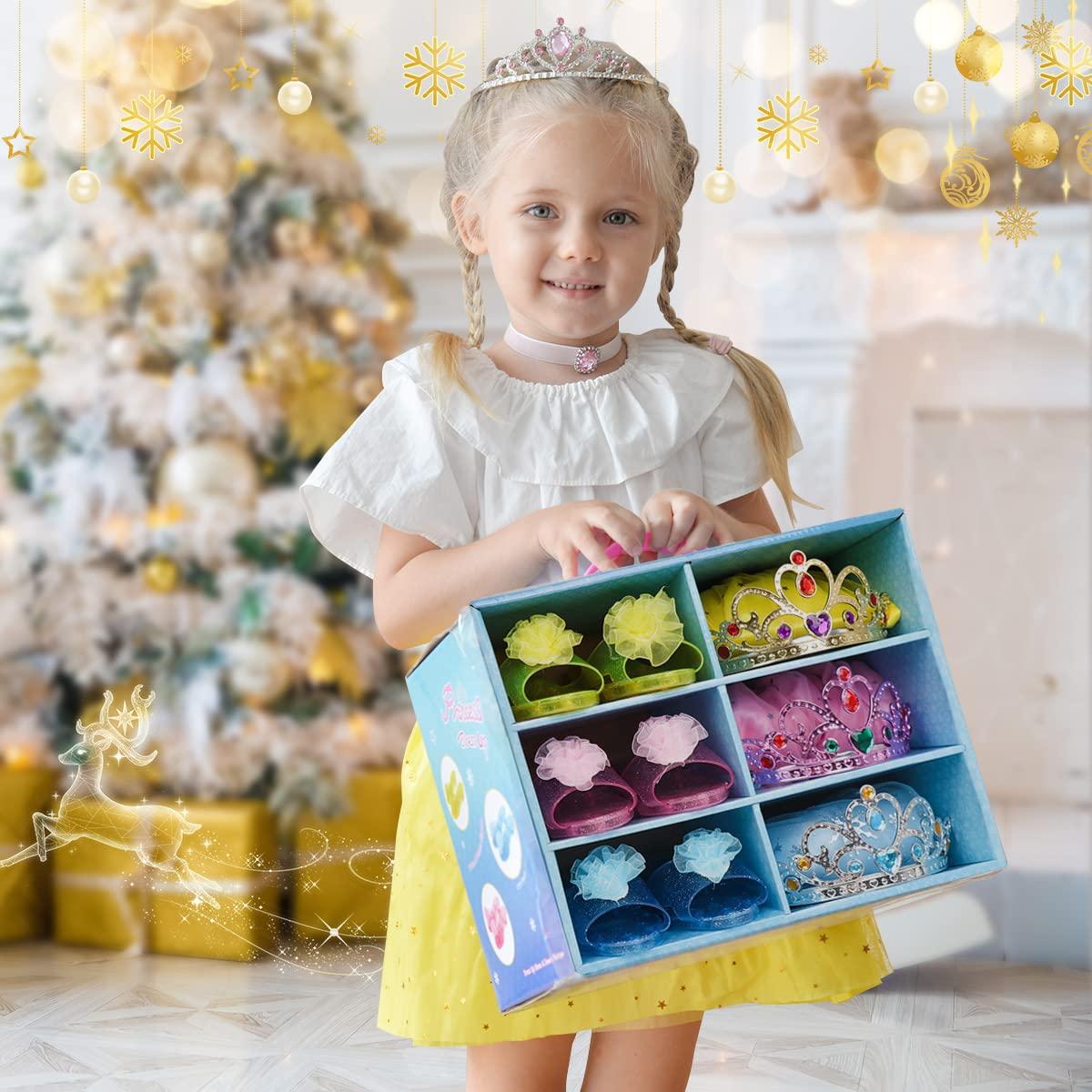 Meland Princess Dress Up Clothes for Toddlers with Skirts, Shoes, Crown & Play Jewelry, Princess Toys for Girls Age 3,4,5,6 Year Old, Little Girls Gift Idea for Birthday Christmas - Image 3