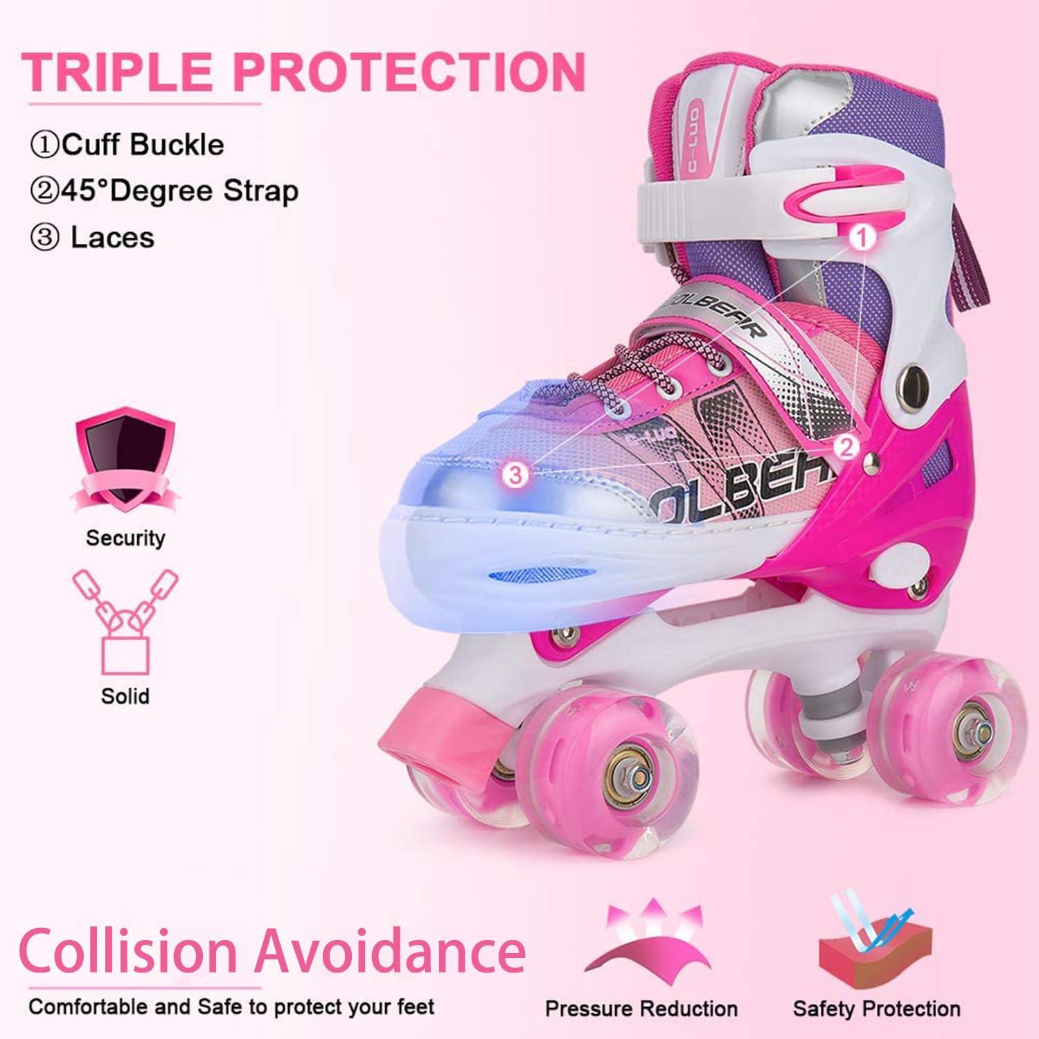 Sowume Adjustable Roller Skates for Girls and Women, All 8 Wheels of Girl's Skates Shine, Safe and Fun Illuminating for Kids - Image 5