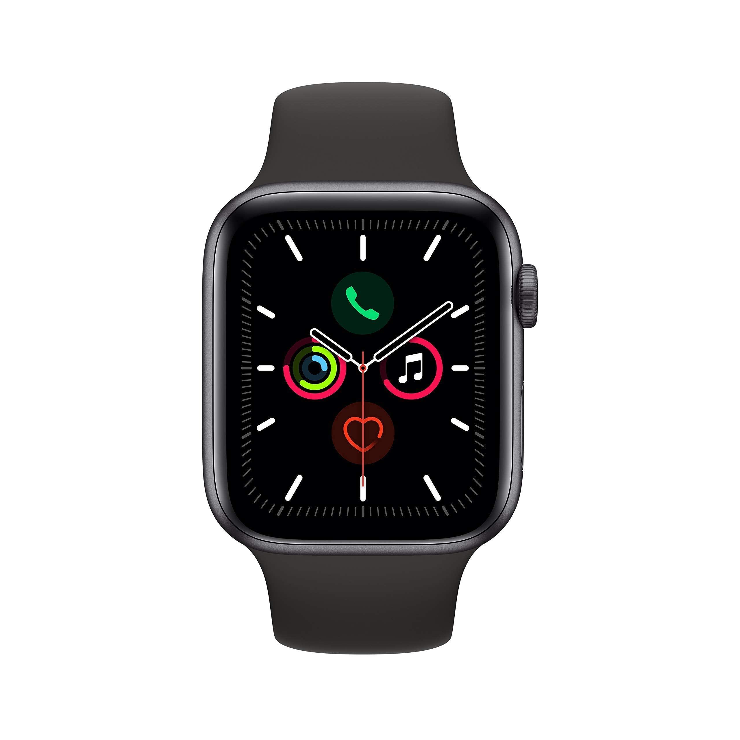 Apple Watch Series 5 (GPS + Cellular, 44MM) - Space Gray Aluminum Case with Black Sport Band (Renewed) - Image 2