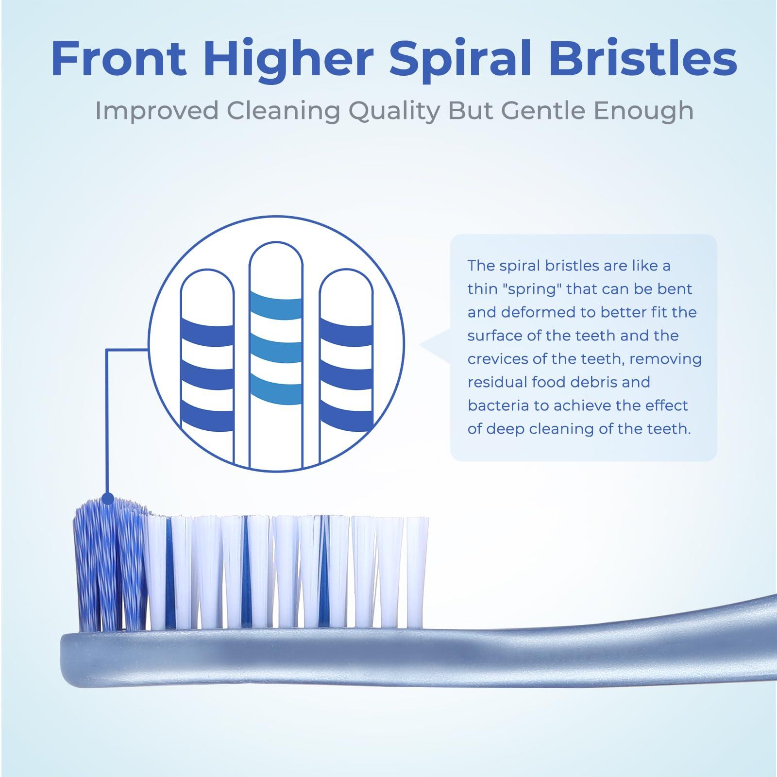 Oralphi Medium Toothbrushes for Adults, Whitening Toothbrush with Spiral Medium Bristles for Smoke Tea Coffee Stain, Deep Plaque Removal, Rounded Bristle Tips for Gentle Cleaning - Image 3