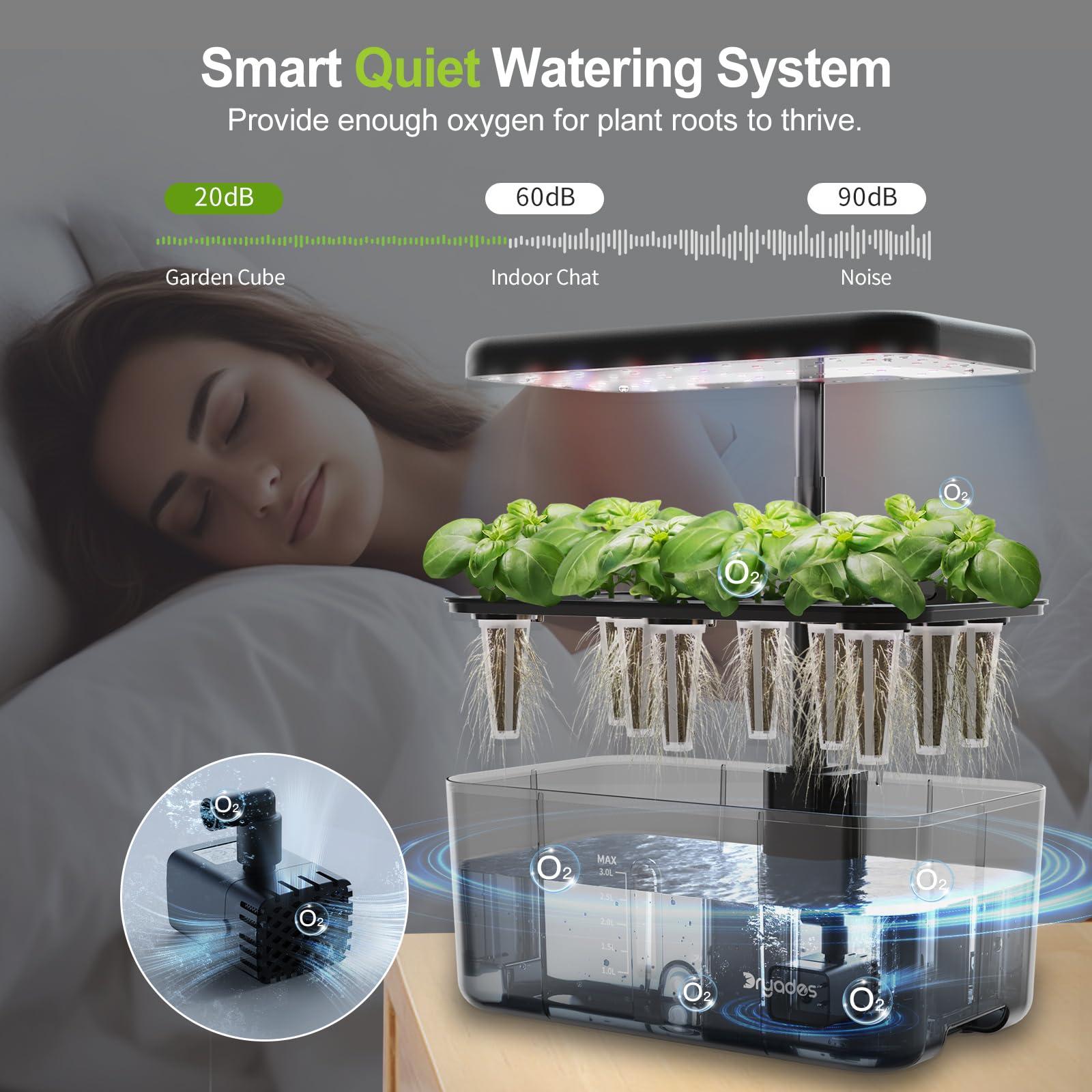 DRYADES Hydroponics Growing System Indoor Garden, 8 Pods Indoor Herb Garden Kit Countertop with LED Grow Light Quiet Smart Water Pump for Home Kitchen Office, Gift Ideas for Women Men - Image 4