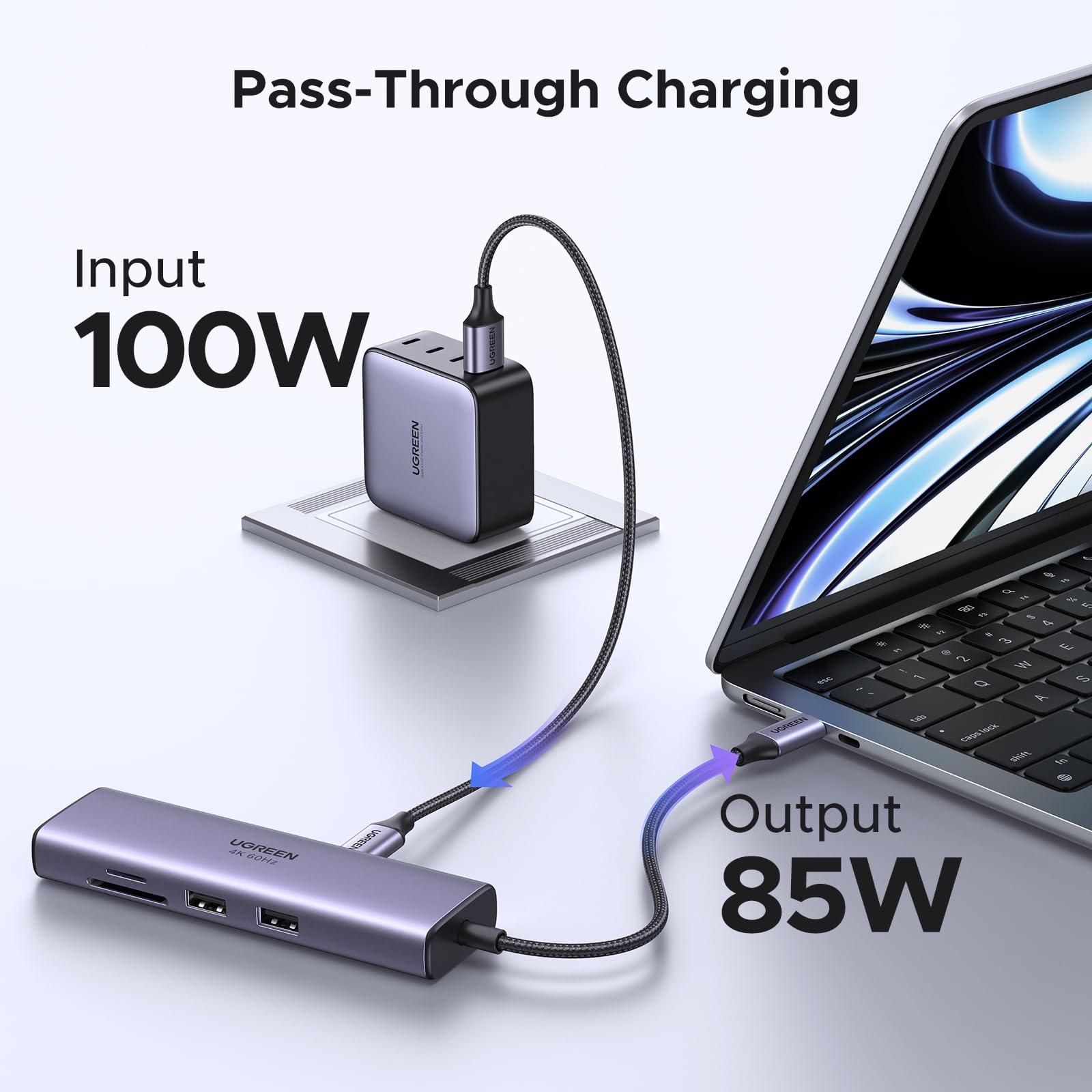UGREEN Revodok 7 in 1 USB C Hub Gigabit Ethernet Adapter 4K@60Hz HDMI, 100W PD Charging, USB A Data Ports, SD/TF Card Reader Compatible with Mac M1, M2, M3, iPad, iPhone 15 Pro/Pro Max, Steam Deck - Image 4