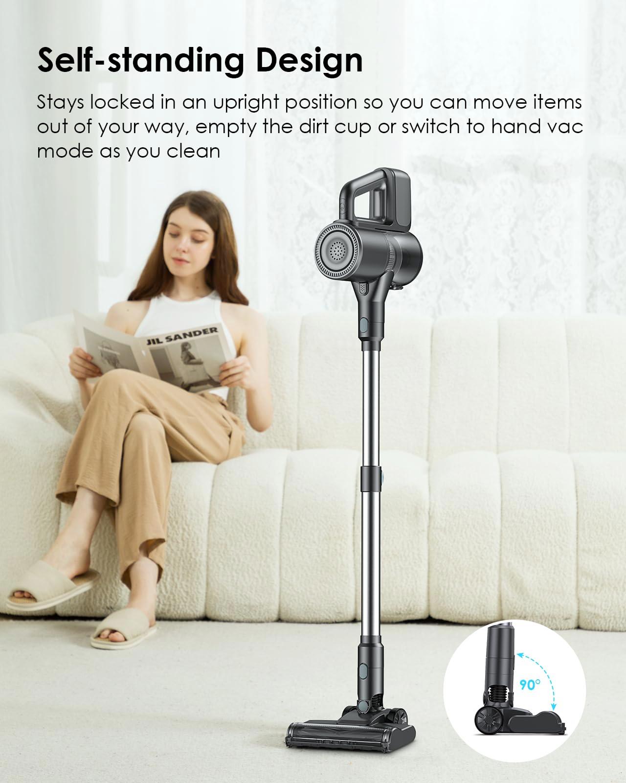 Cordless Vacuum Cleaner & Mop Combo 2-in-1, 35Kpa 40min Runtime, Lightweight Cordless Stick Vacuum Cleaner, Deep Floor Cleaning, Green LED Display, All-in-One - Image 6