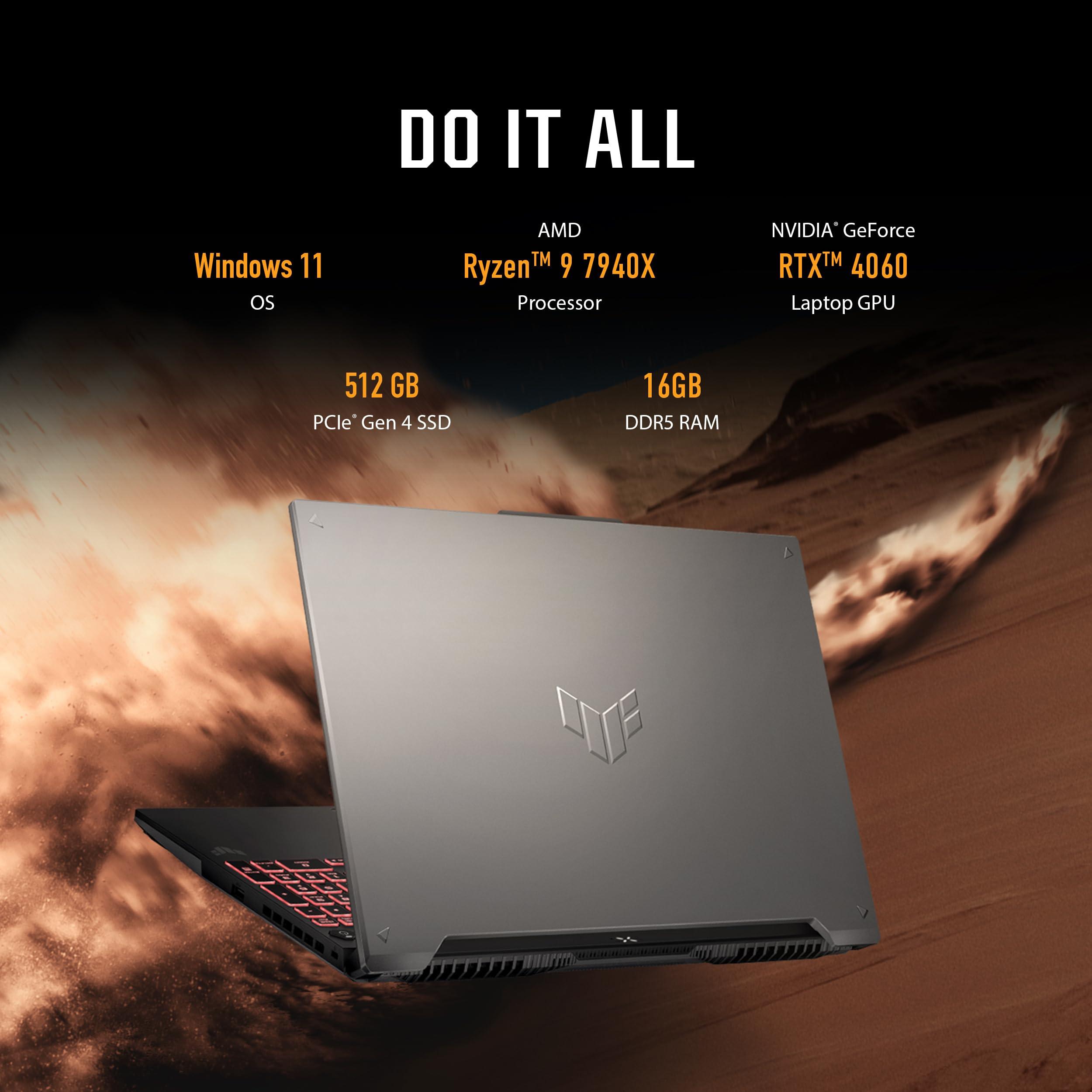 ASUS TUF Gaming A16 Gaming Laptop, 16” FHD+ 16:10 165Hz Display, AMD Ryzen™ 9 7940HX, NVIDIA® GeForce RTX™ 4060, 16GB DDR5, 512GB PCIe Gen4 SSD, Wi-Fi 6, Windows 11, FA607PV-AS93 - Image 3