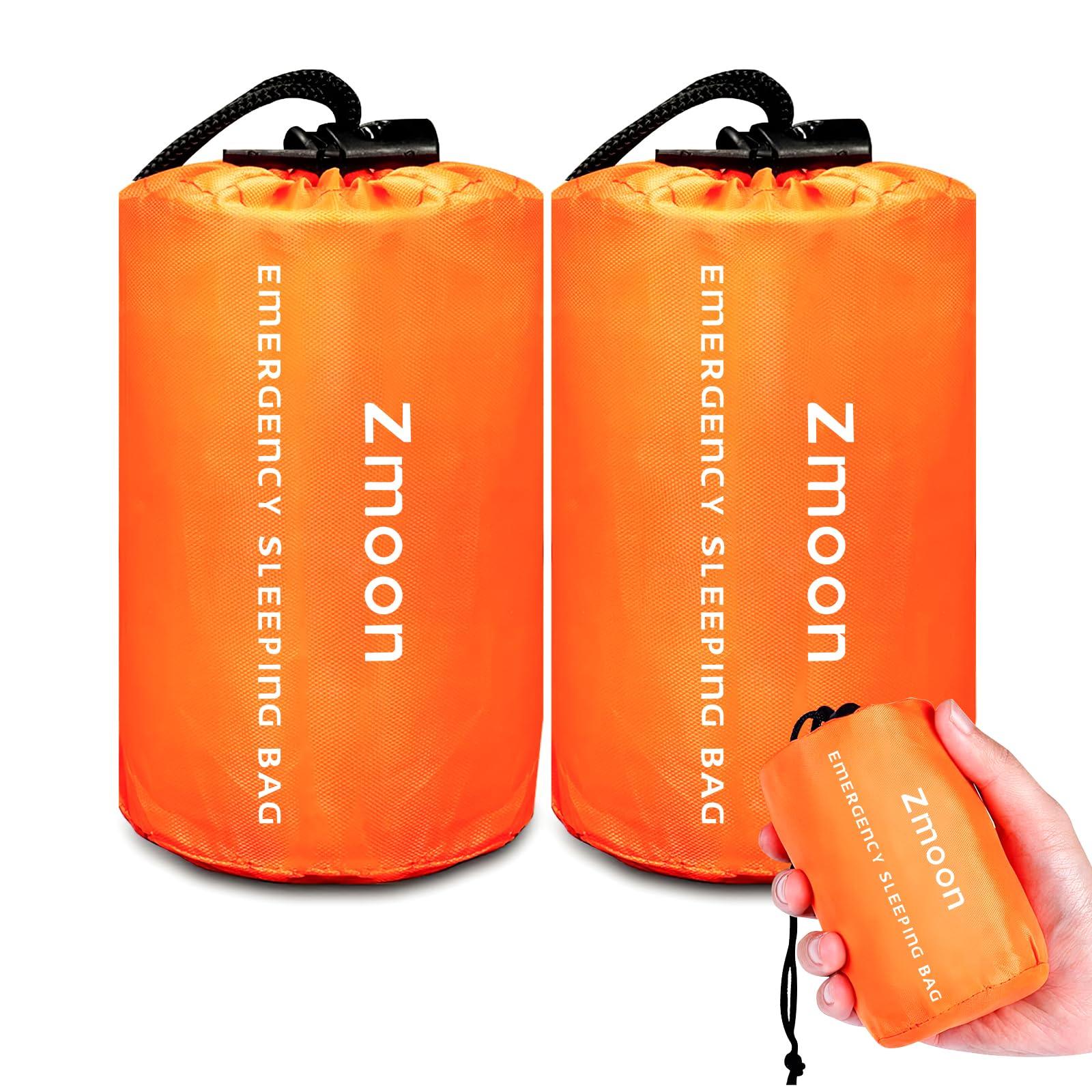 Zmoon Emergency Sleeping Bag 2 Pack Lightweight Survival Sleeping Bags Thermal Bivy Sack Portable Emergency Blanket for Camping, Hiking, Outdoor, Activities
