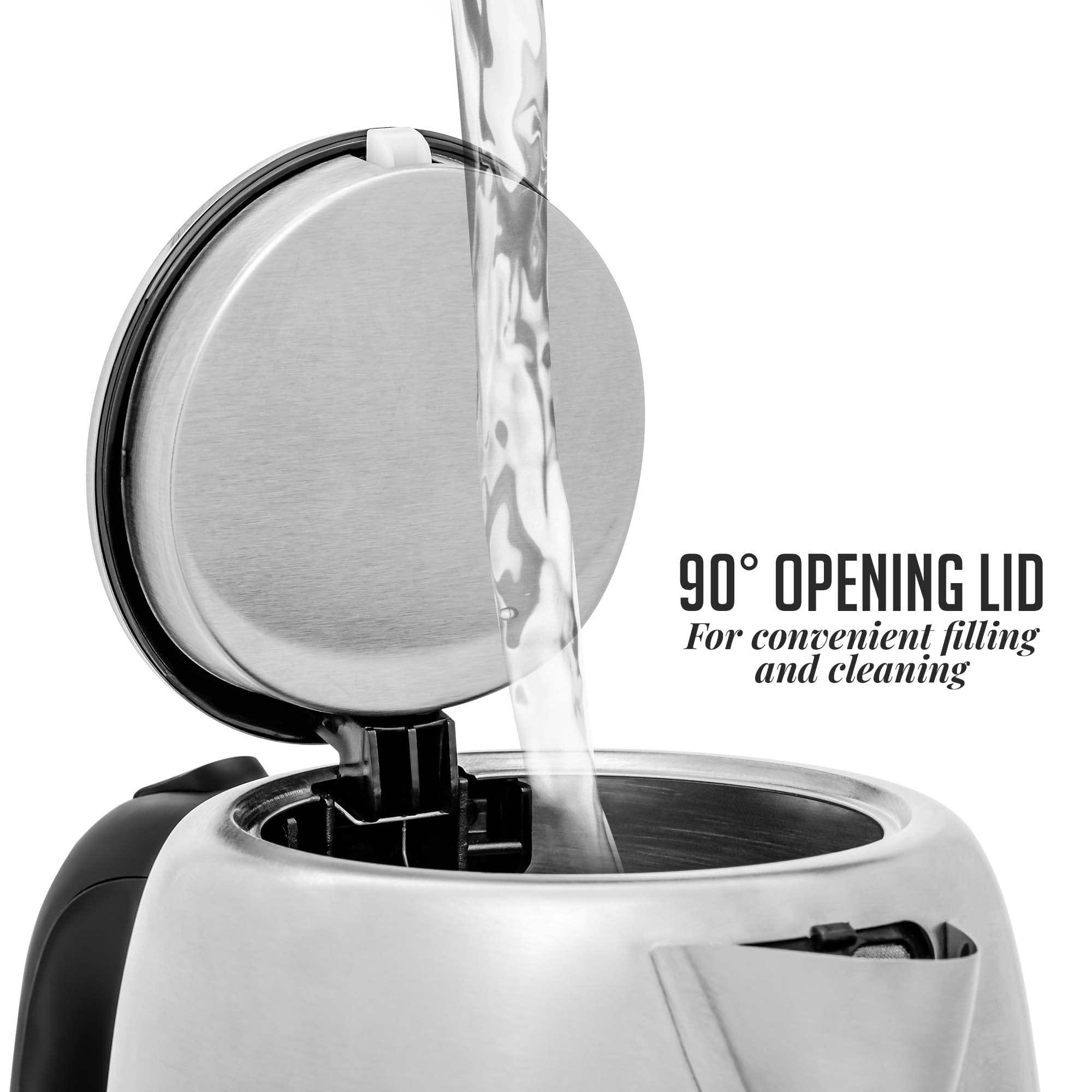 OVENTE Electric Tea Kettle Stainless Steel 1.7 Liter Portable Instant Water Boiler Heater 1100W Power Fast Boiling with Cordless Body and Automatic Shut Off for Coffee Milk Chocolate Silver KS27S - Image 7
