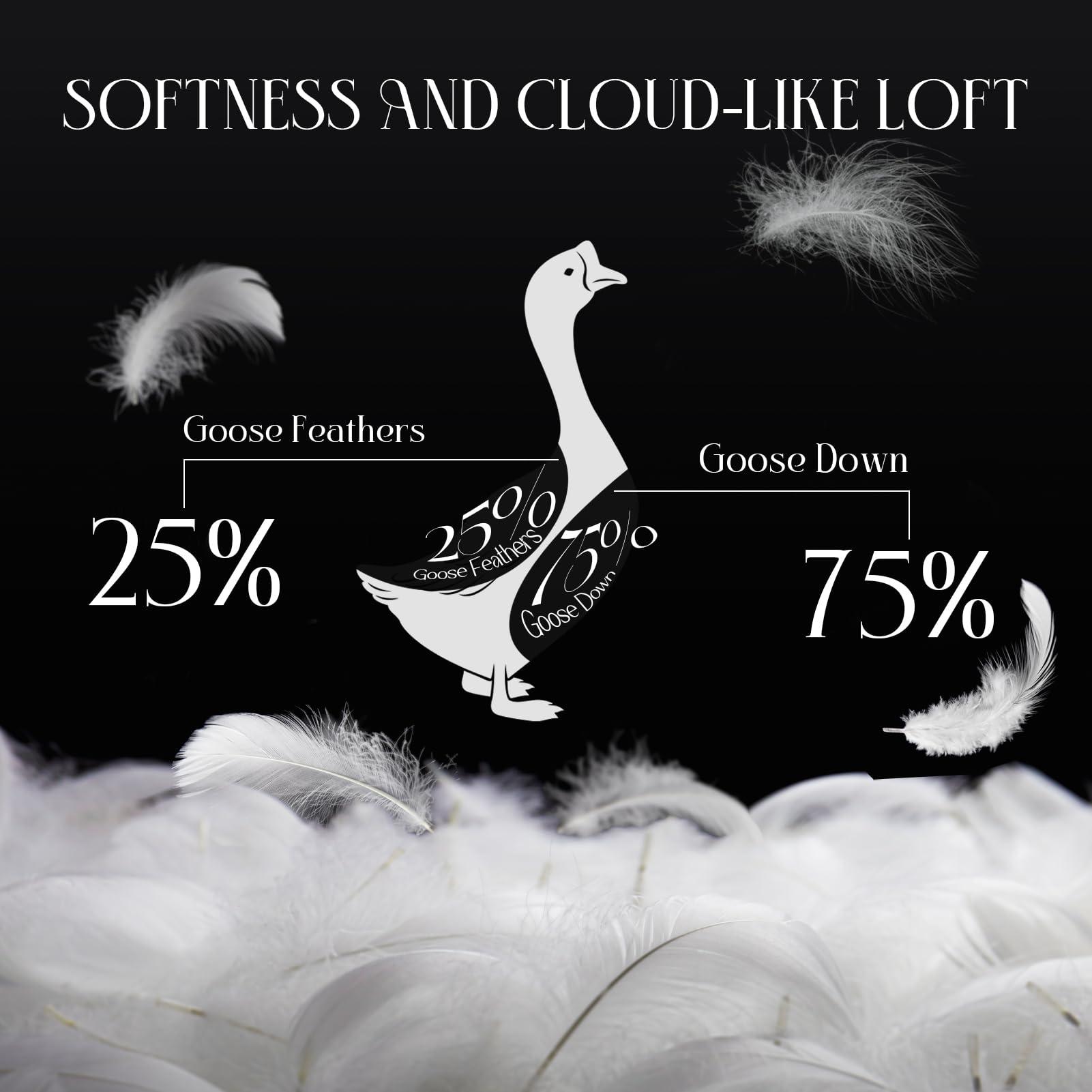 ROZIDC 850 Fill Power Hungarian Goose Feather Down Duvet King Size,Soft 100% Organic Cotton Fabric,Luxurious All Season Duvet Insert,Fluffy Medium Warmth Down Comforter,60 oz(White,106x90 Inches) - Image 5