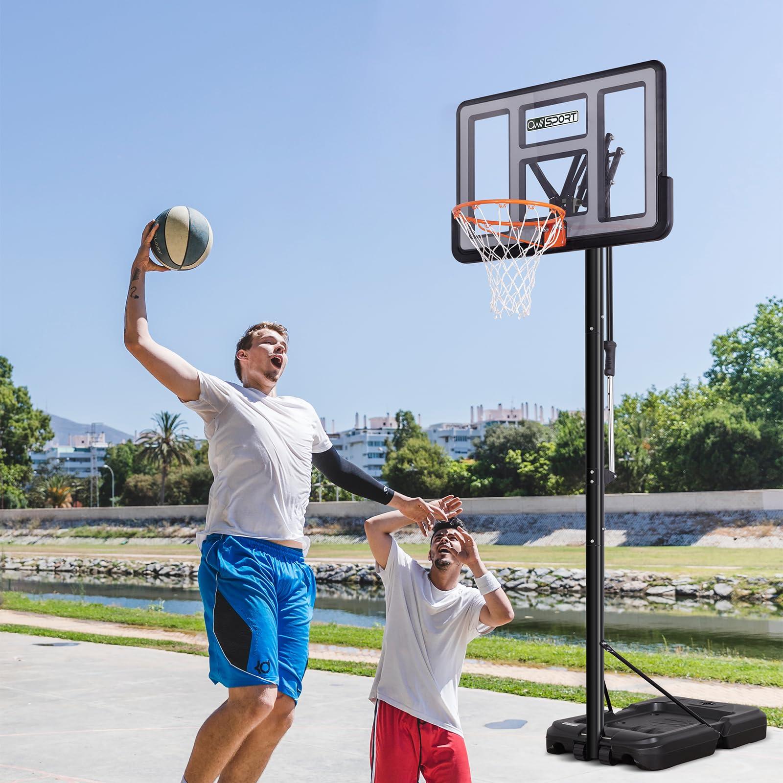 AWII SPORT Portable Basketball Hoop Outdoor, 4.8-10FT Height Adjustable Basketball Hoop Goal System with 44-48 Inch Impact Backboard and Portable Wheels for Adults - Image 5