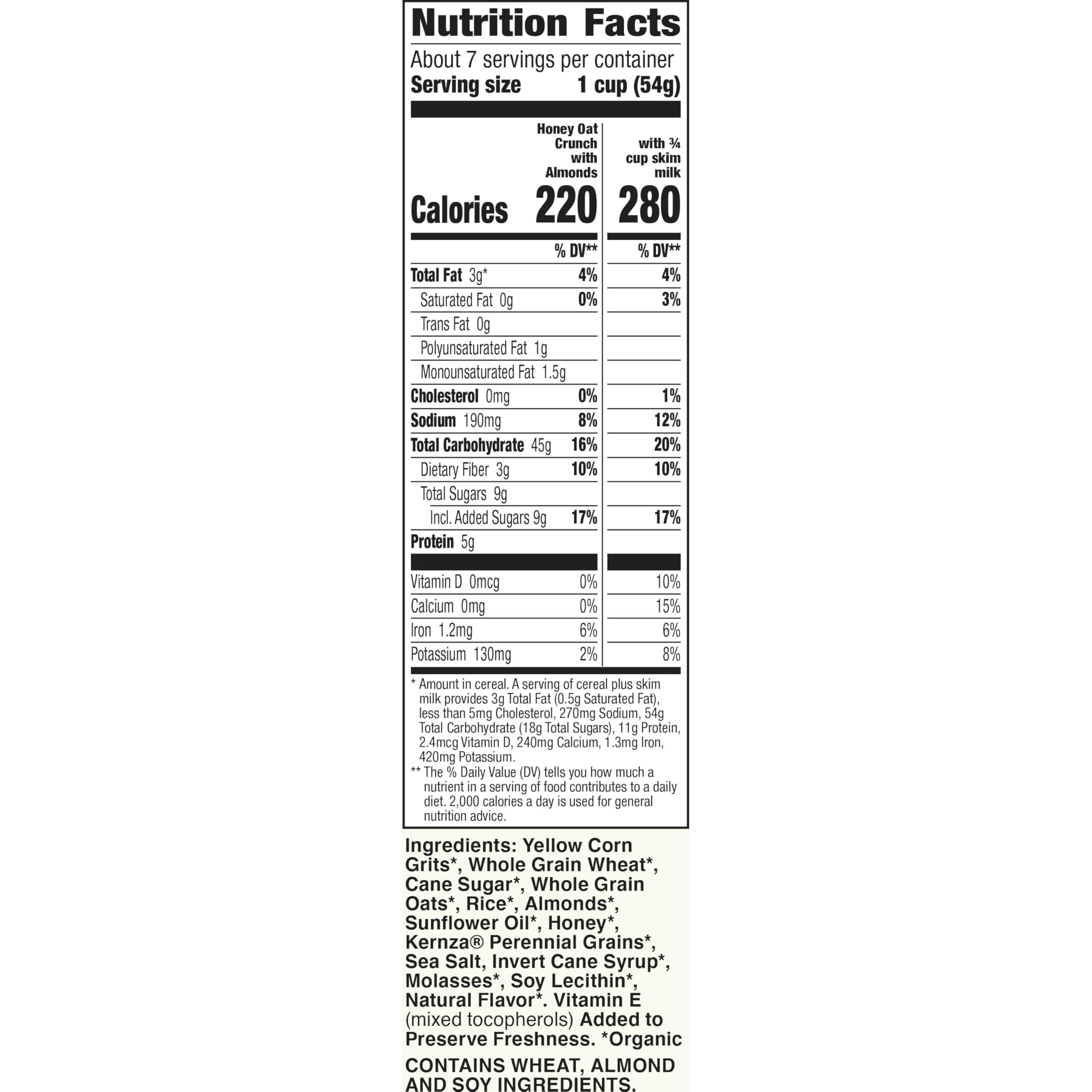 Cascadian Farm Organic Honey Oat Crunch Cereal With Almonds, Non-GMO, 14.4 oz. - Image 2