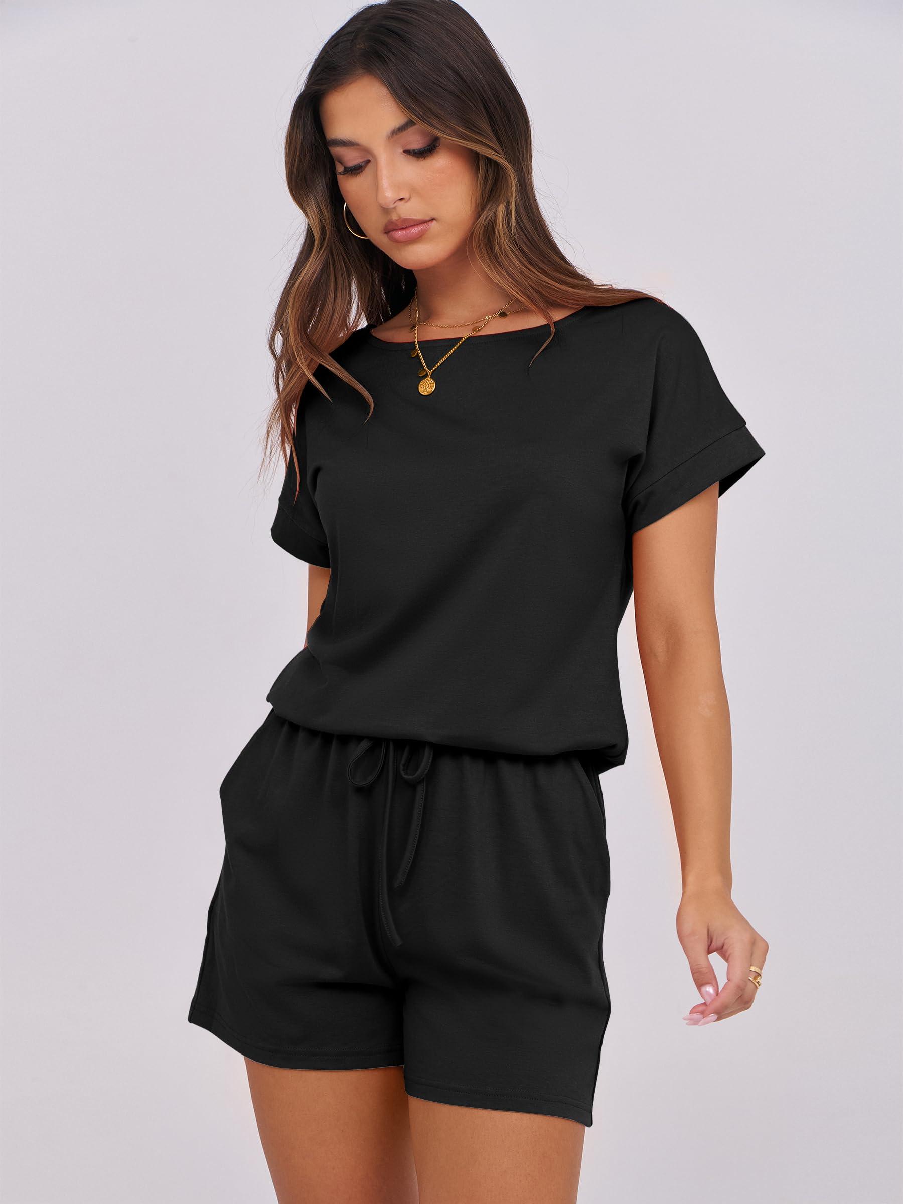 ANRABESS Rompers for Women Summer 2025 Casual Dressy One Piece Tshirt Short Pants Jumpsuit Beach Vacation Outfit Clothes - Image 6